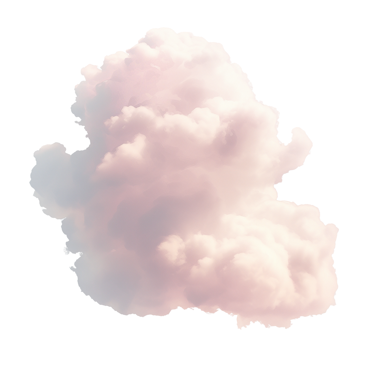 A large, fluffy pink and white cloud in the sky.
