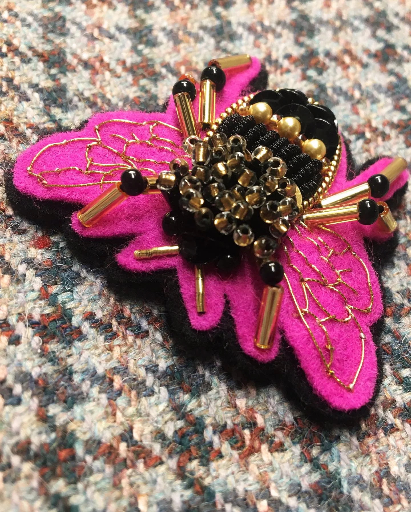 Magenta Goldwork Bee Slow Hand Melanie Kyles.jpg