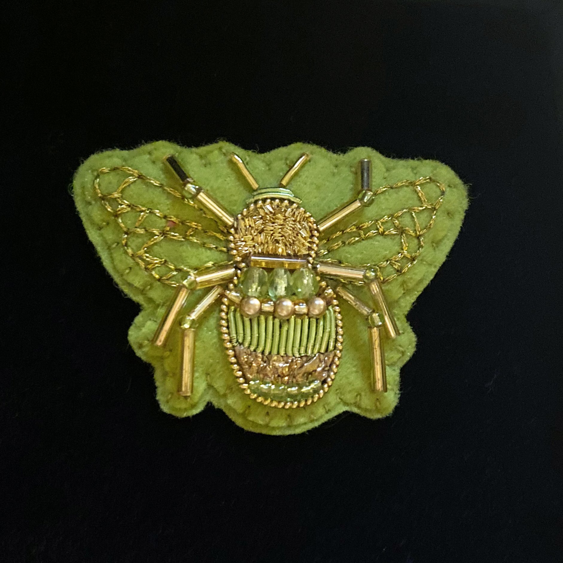 Green goldwork bee Slow Hand Melanie Kyles.jpg