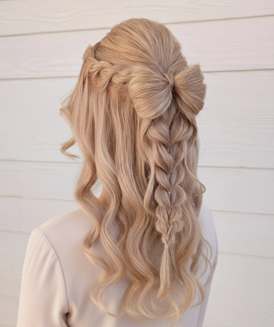 *Hair styled by me on a mannequin; model and bridal attire enhanced using AI for visual conceptualization. Feel free to contact me for the original mannequin image.
