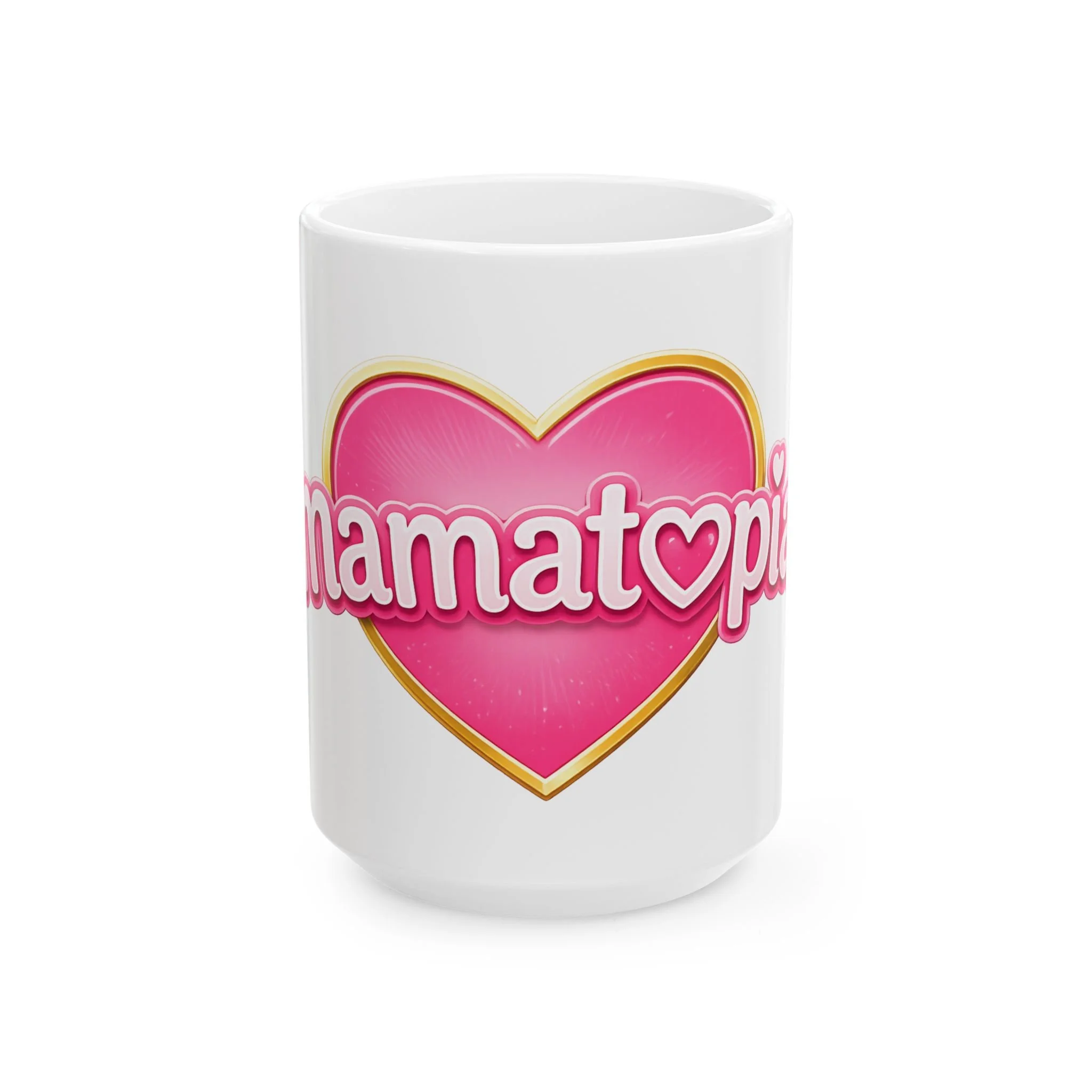 Pink Heart Momtopia Ceramic Mug (11oz/15oz)
