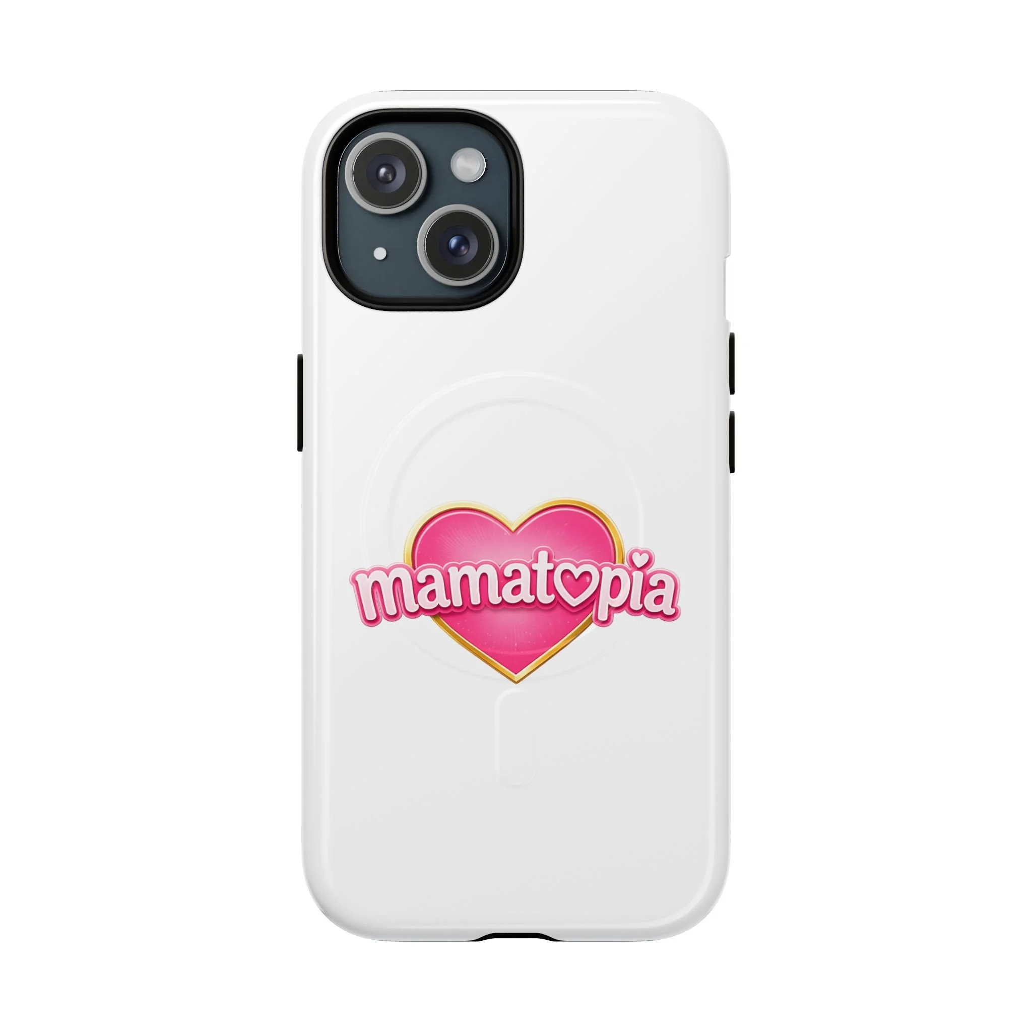 Momtopia Magnetic Phone Case — Tough Protective iPhone Cover with Pink Heart Logo