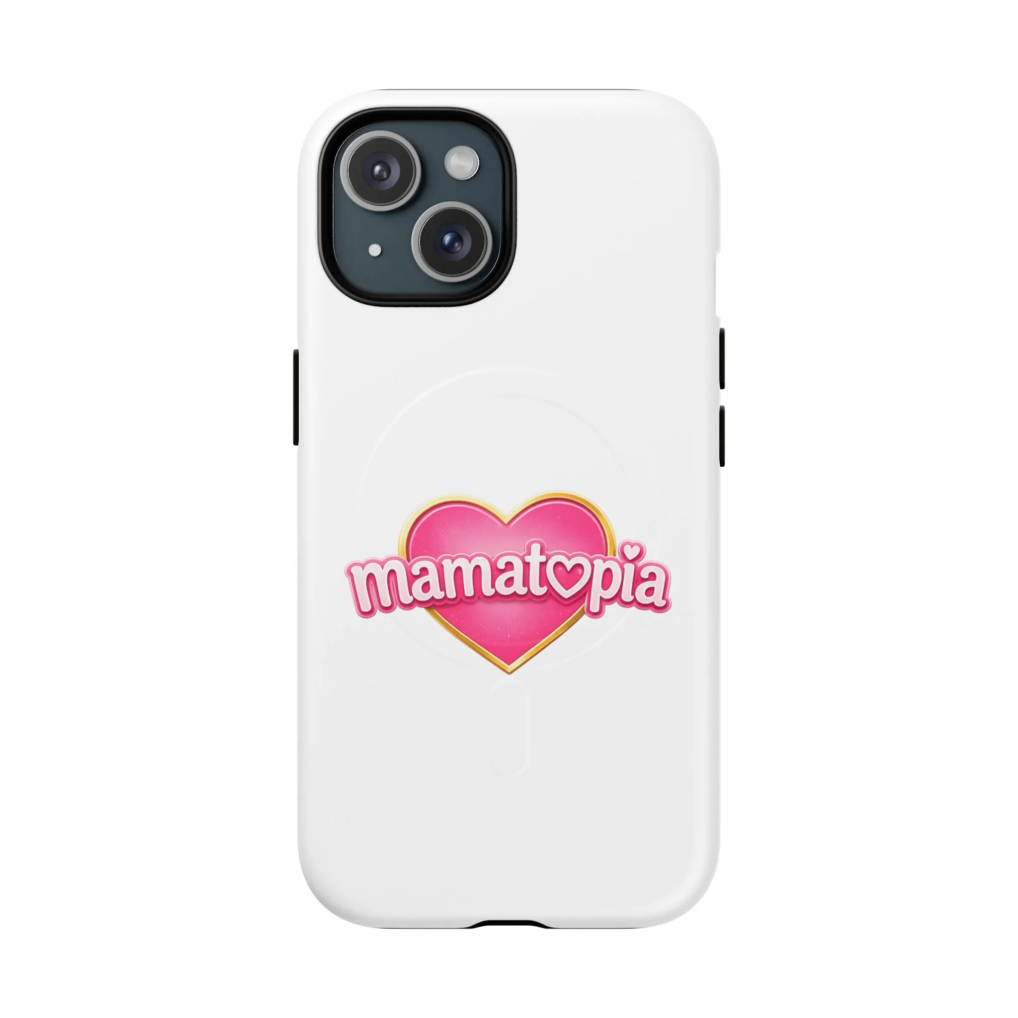 Momtopia Magnetic Phone Case — Tough Protective iPhone Cover with Pink Heart Logo