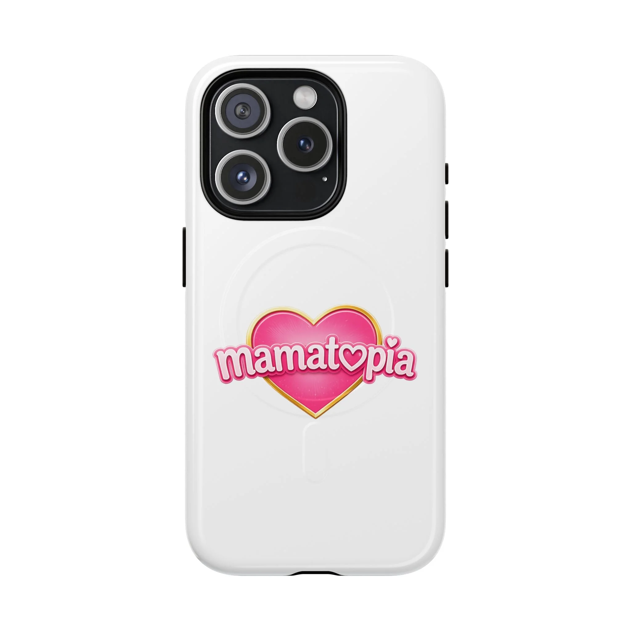 Momtopia Magnetic Phone Case — Tough Protective iPhone Cover with Pink Heart Logo