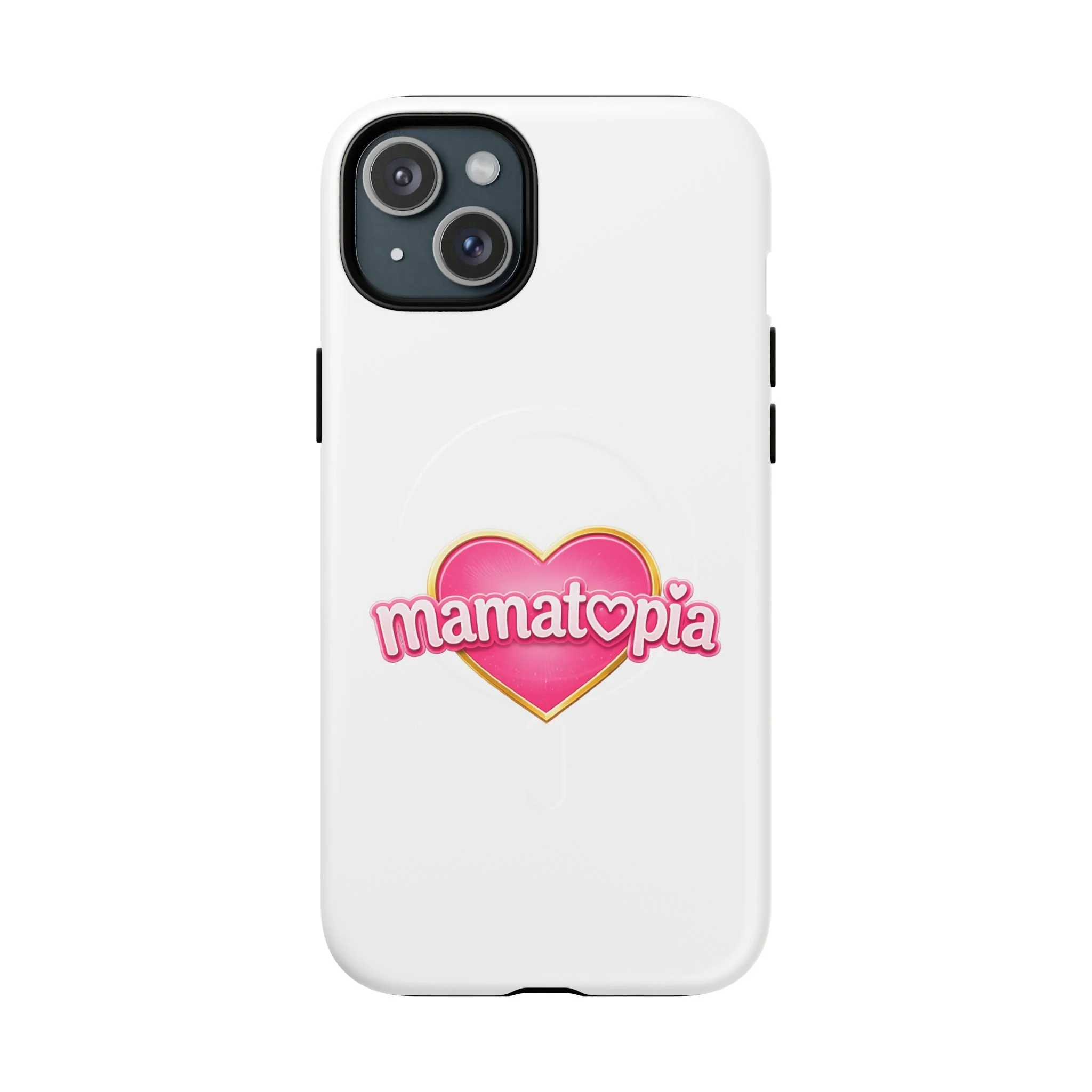 Momtopia Magnetic Phone Case — Tough Protective iPhone Cover with Pink Heart Logo