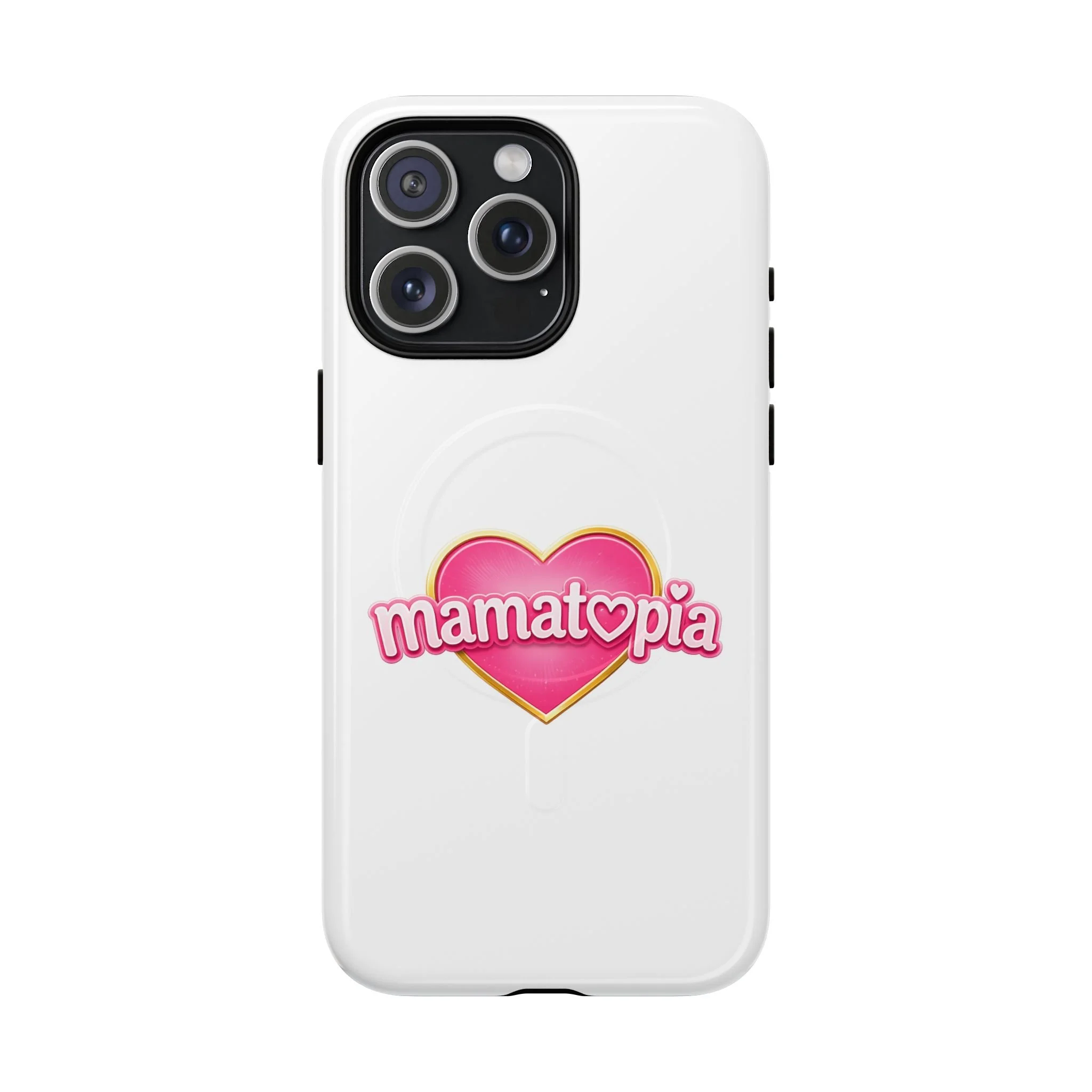 Momtopia Magnetic Phone Case — Tough Protective iPhone Cover with Pink Heart Logo