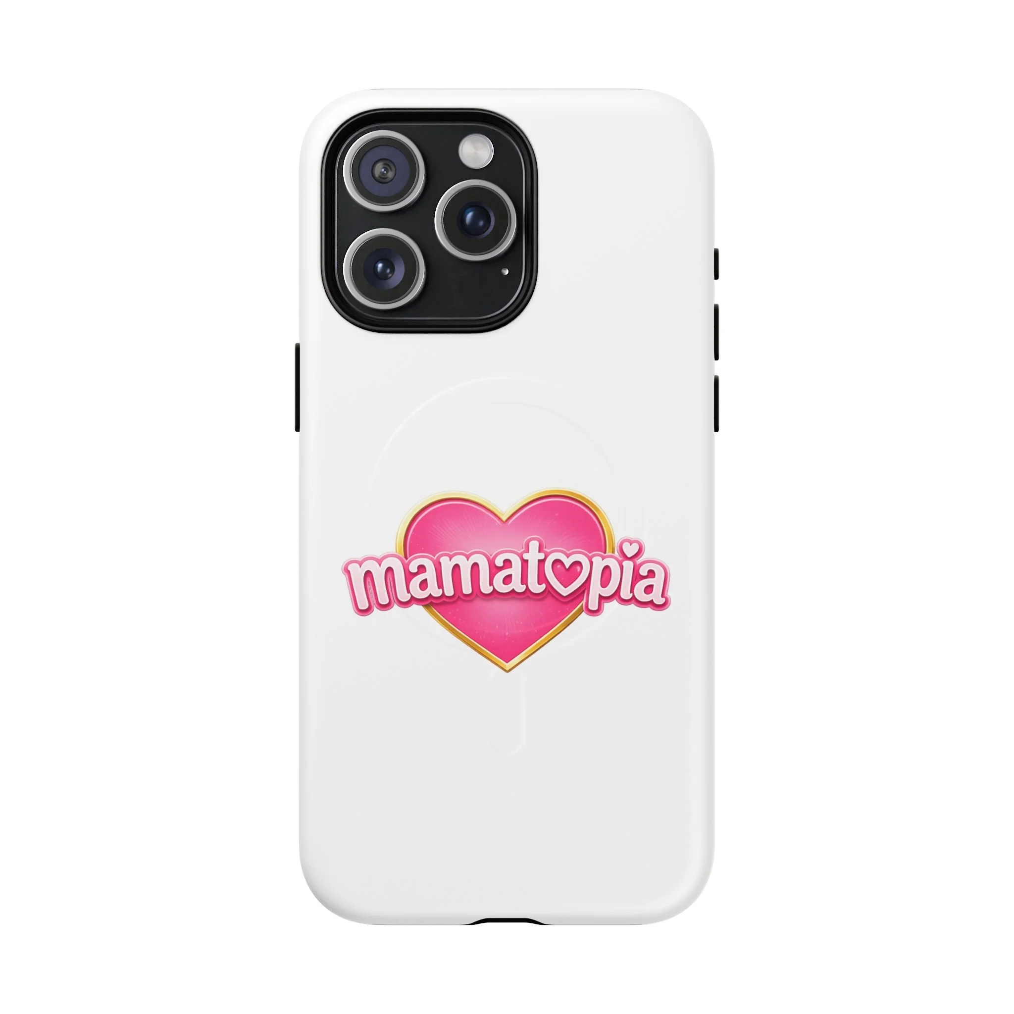 Momtopia Magnetic Phone Case — Tough Protective iPhone Cover with Pink Heart Logo