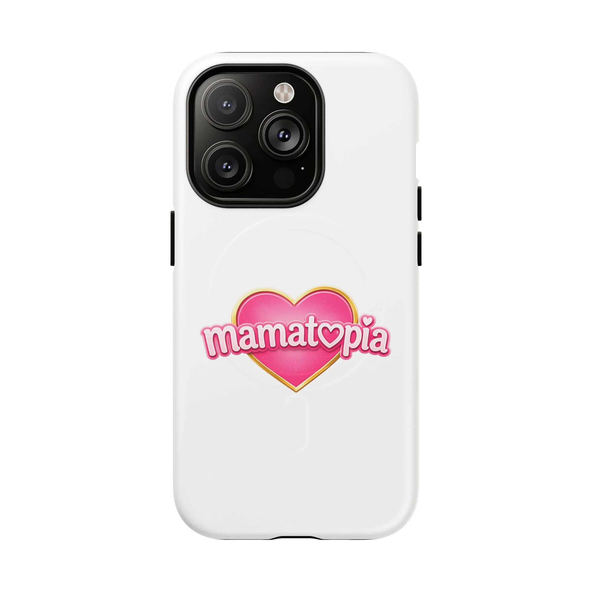 Momtopia Magnetic Phone Case — Tough Protective iPhone Cover with Pink Heart Logo
