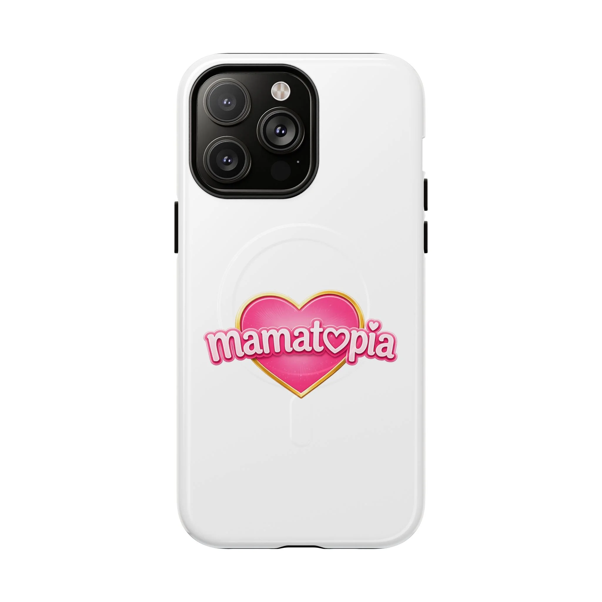 Momtopia Magnetic Phone Case — Tough Protective iPhone Cover with Pink Heart Logo