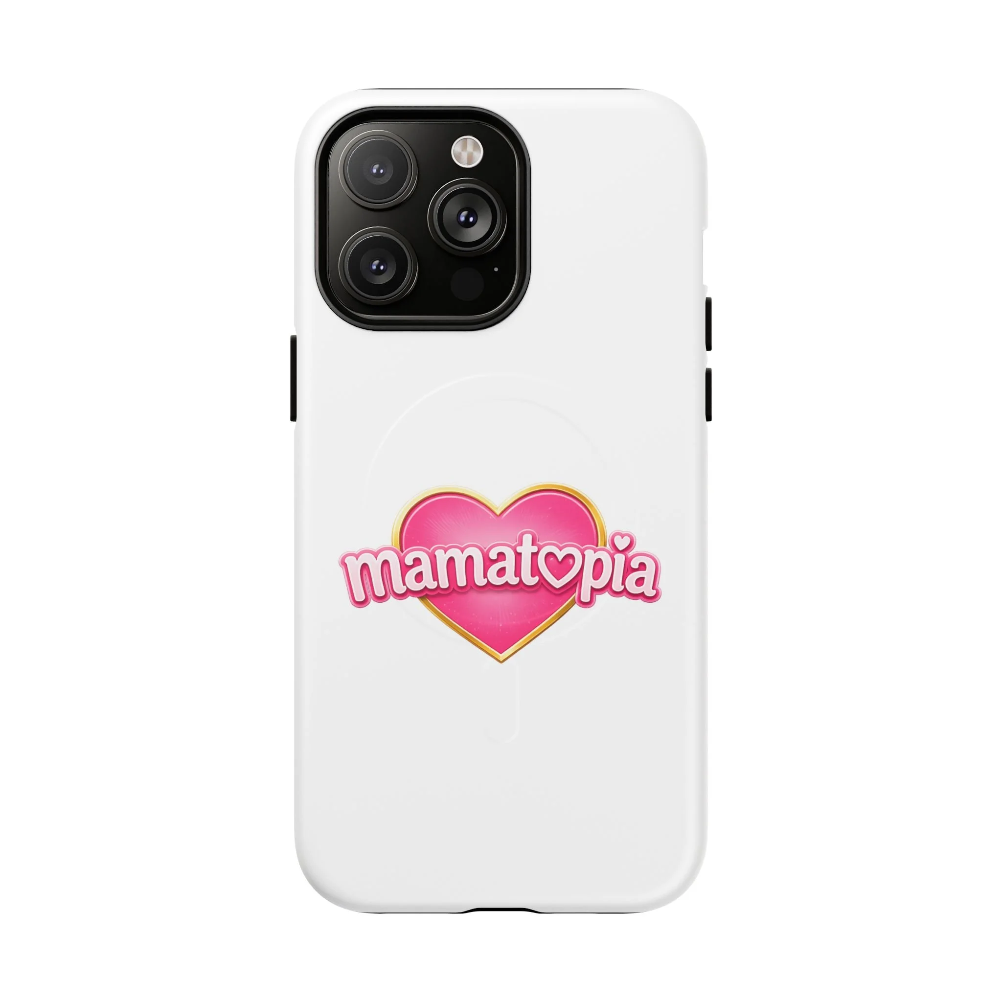 Momtopia Magnetic Phone Case — Tough Protective iPhone Cover with Pink Heart Logo