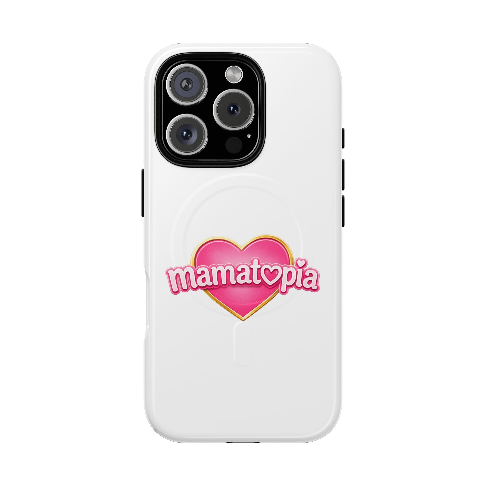 Momtopia Magnetic Phone Case — Tough Protective iPhone Cover with Pink Heart Logo