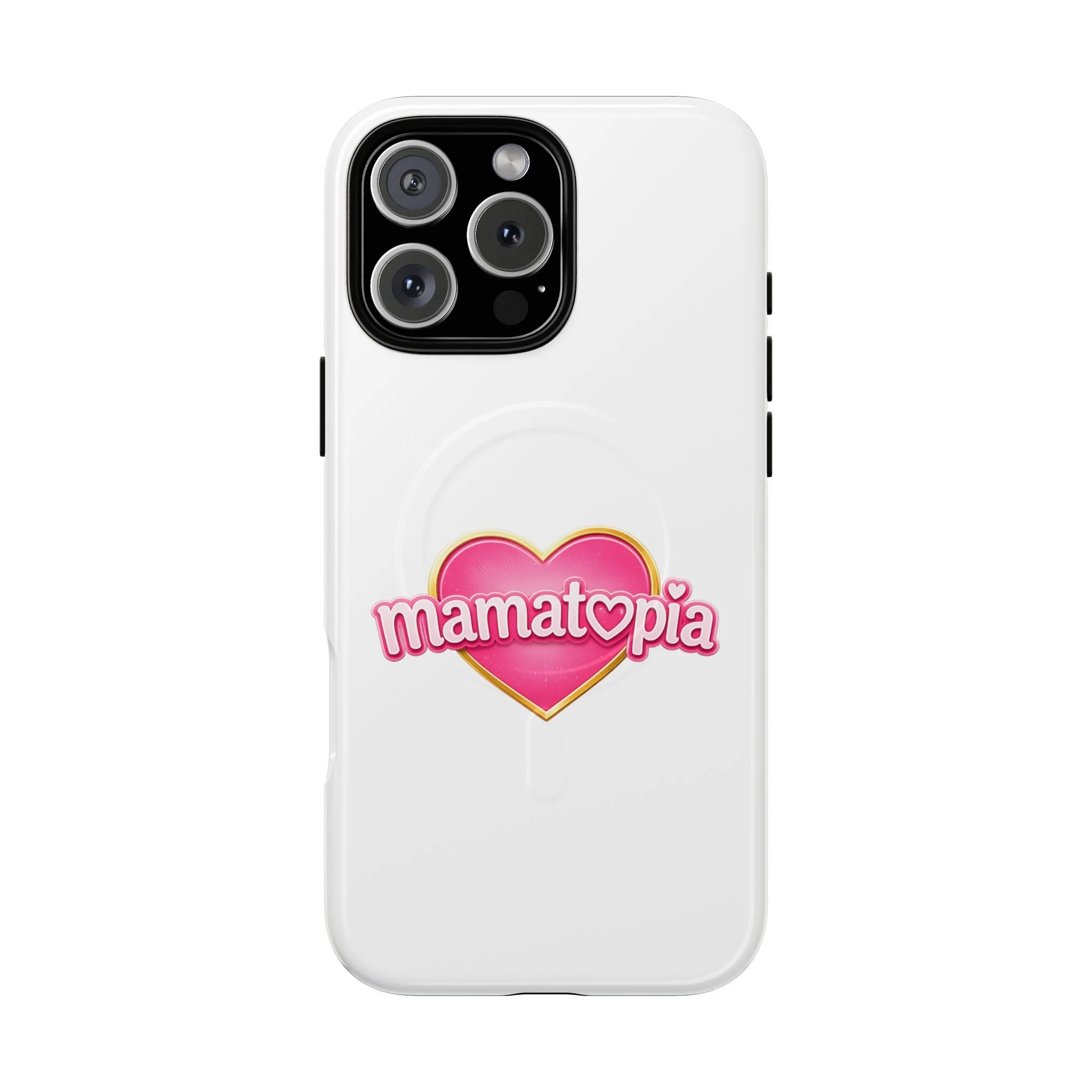 Momtopia Magnetic Phone Case — Tough Protective iPhone Cover with Pink Heart Logo
