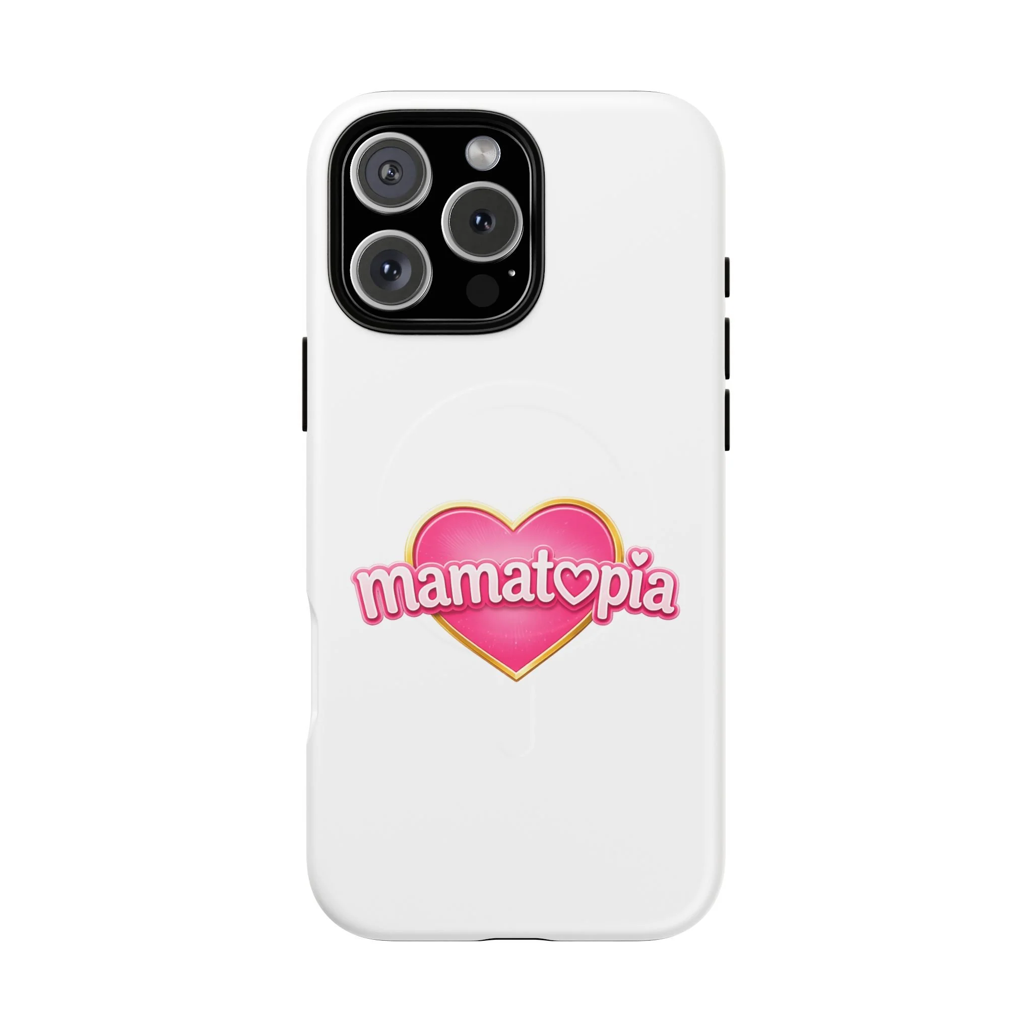 Momtopia Magnetic Phone Case — Tough Protective iPhone Cover with Pink Heart Logo