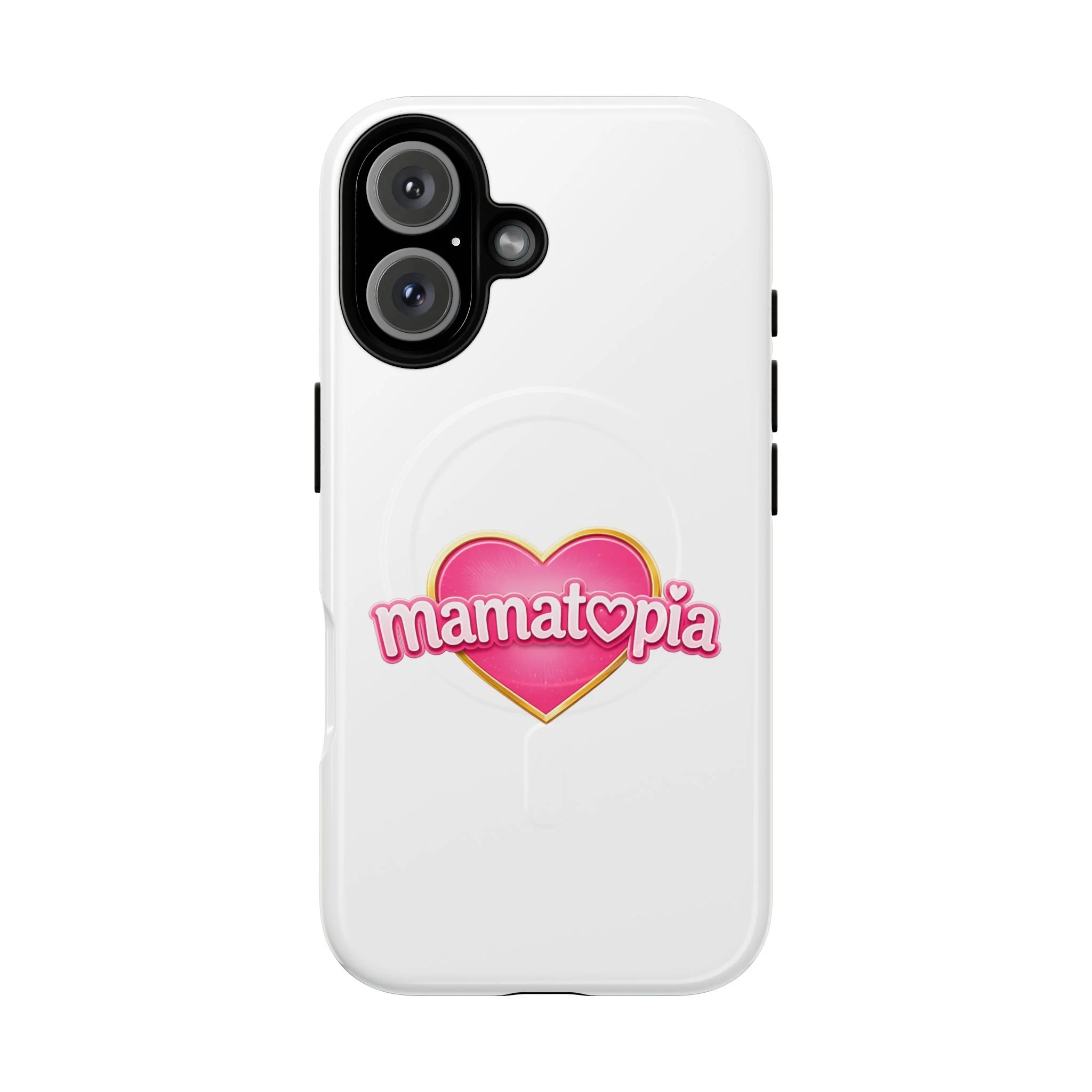 Momtopia Magnetic Phone Case — Tough Protective iPhone Cover with Pink Heart Logo