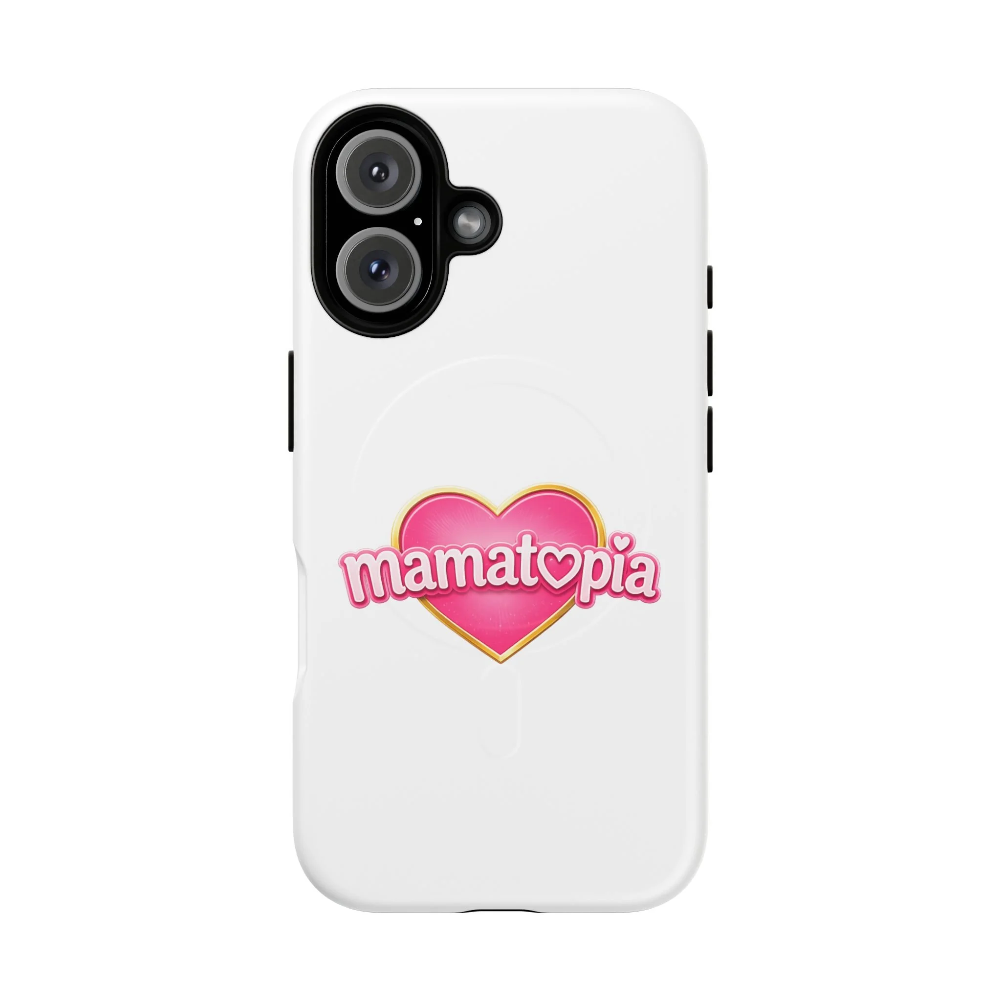 Momtopia Magnetic Phone Case — Tough Protective iPhone Cover with Pink Heart Logo