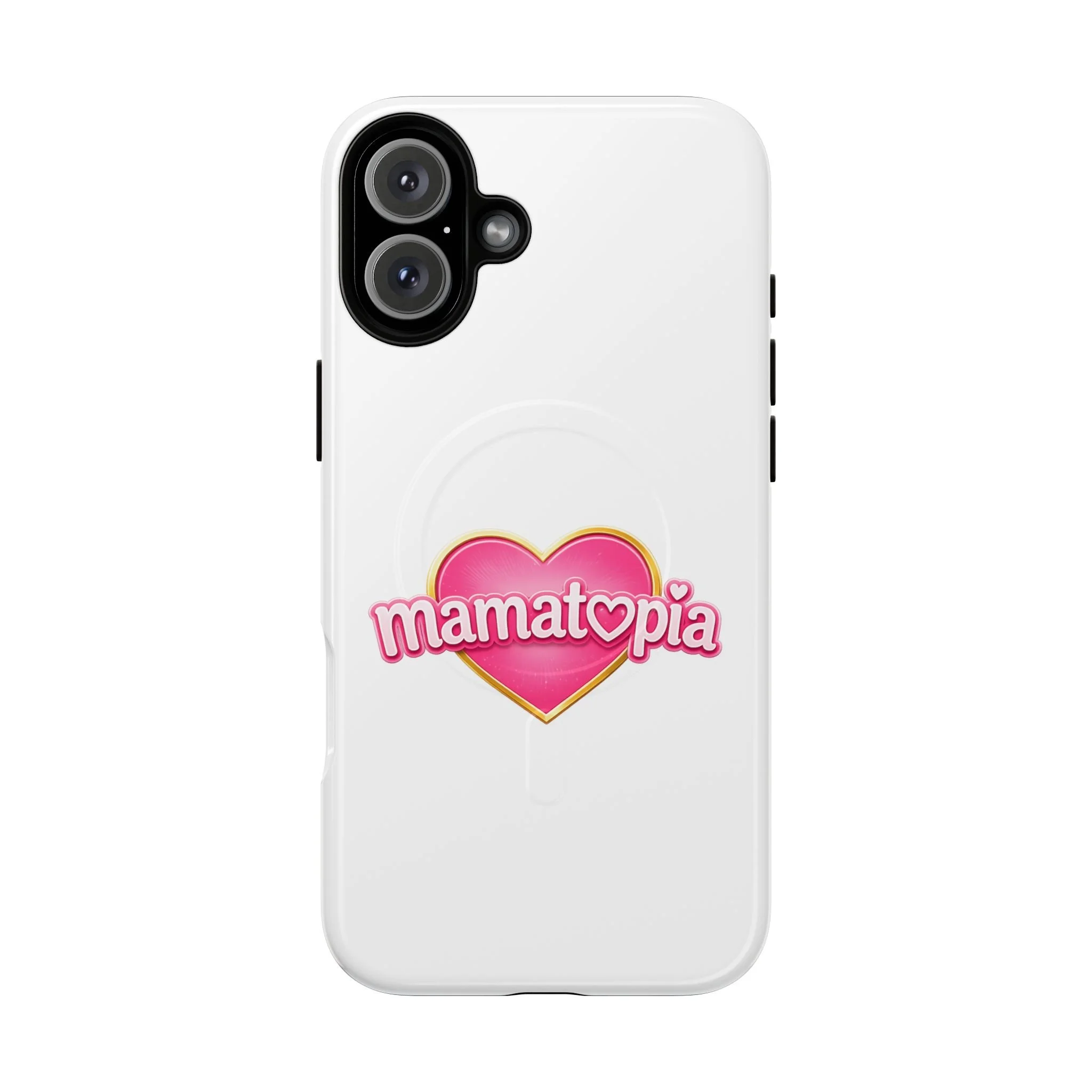 Momtopia Magnetic Phone Case — Tough Protective iPhone Cover with Pink Heart Logo