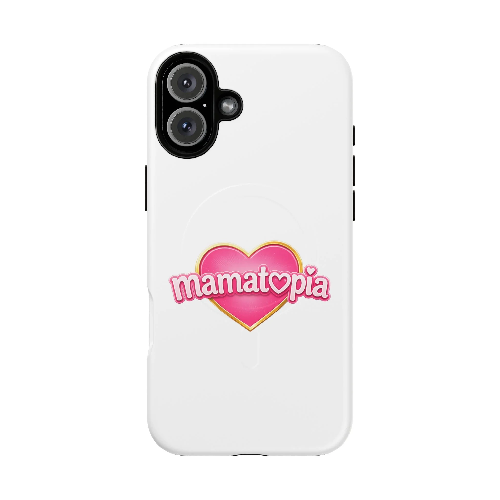 Momtopia Magnetic Phone Case — Tough Protective iPhone Cover with Pink Heart Logo