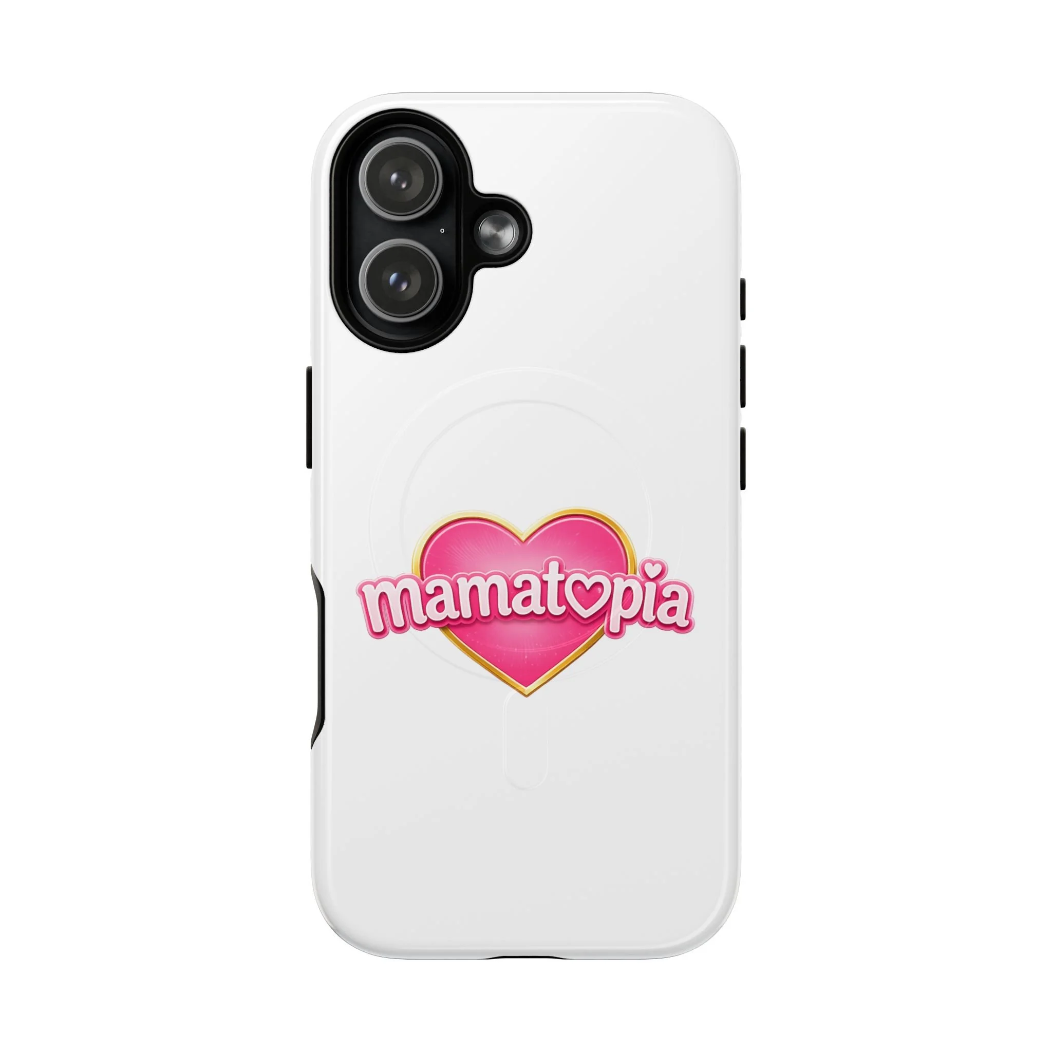Momtopia Magnetic Phone Case — Tough Protective iPhone Cover with Pink Heart Logo