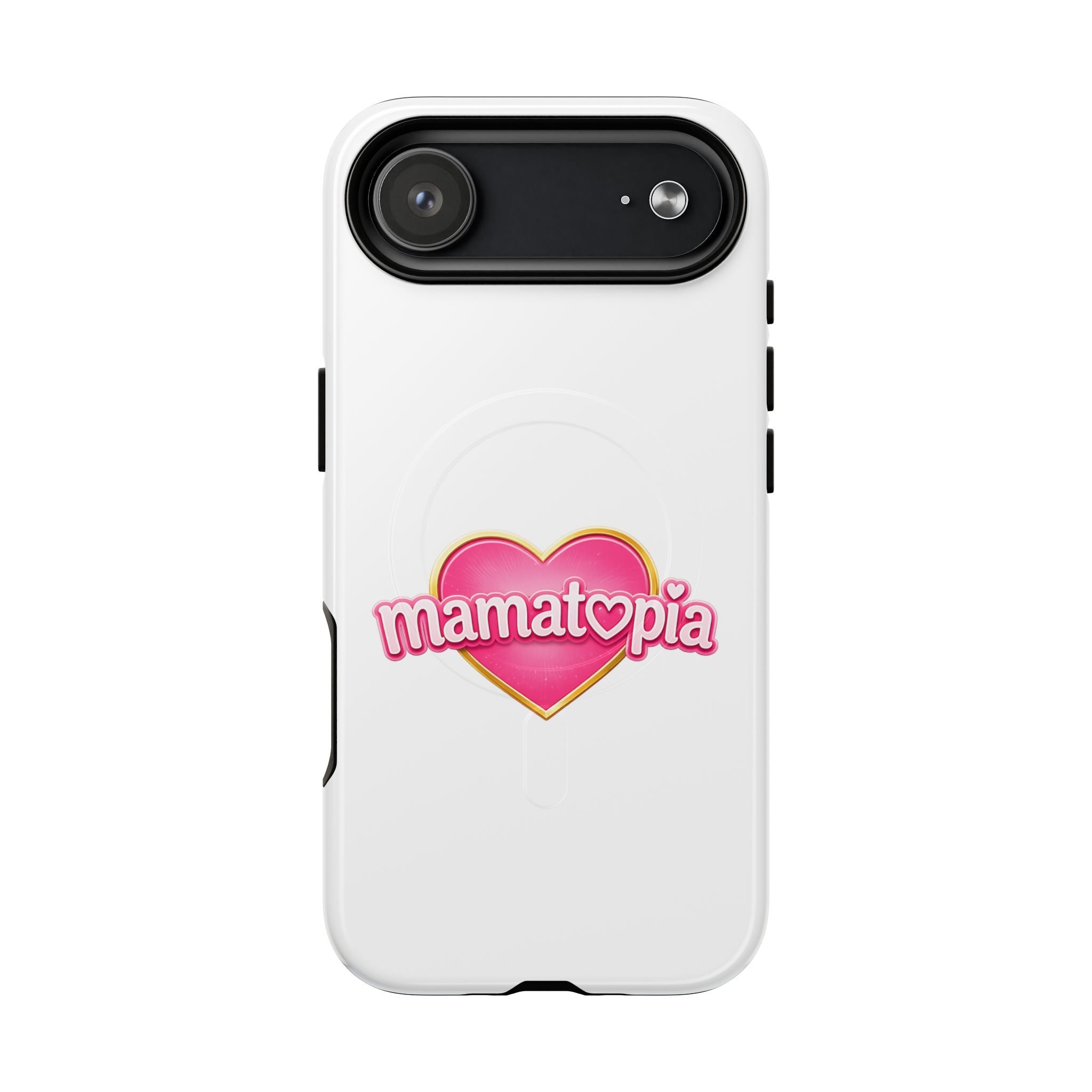 Momtopia Magnetic Phone Case — Tough Protective iPhone Cover with Pink Heart Logo