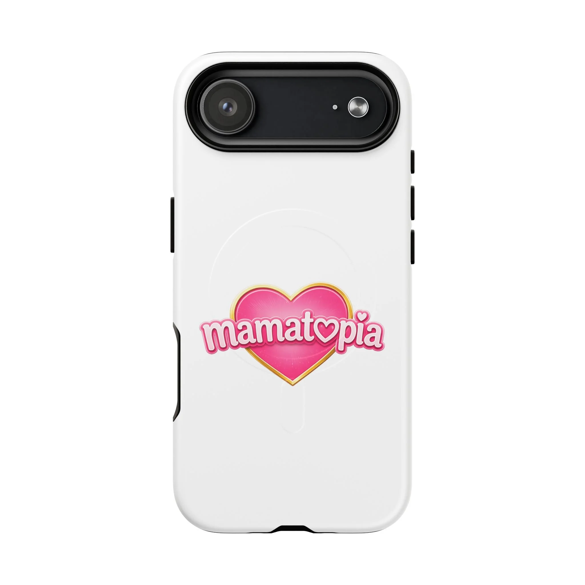 Momtopia Magnetic Phone Case — Tough Protective iPhone Cover with Pink Heart Logo