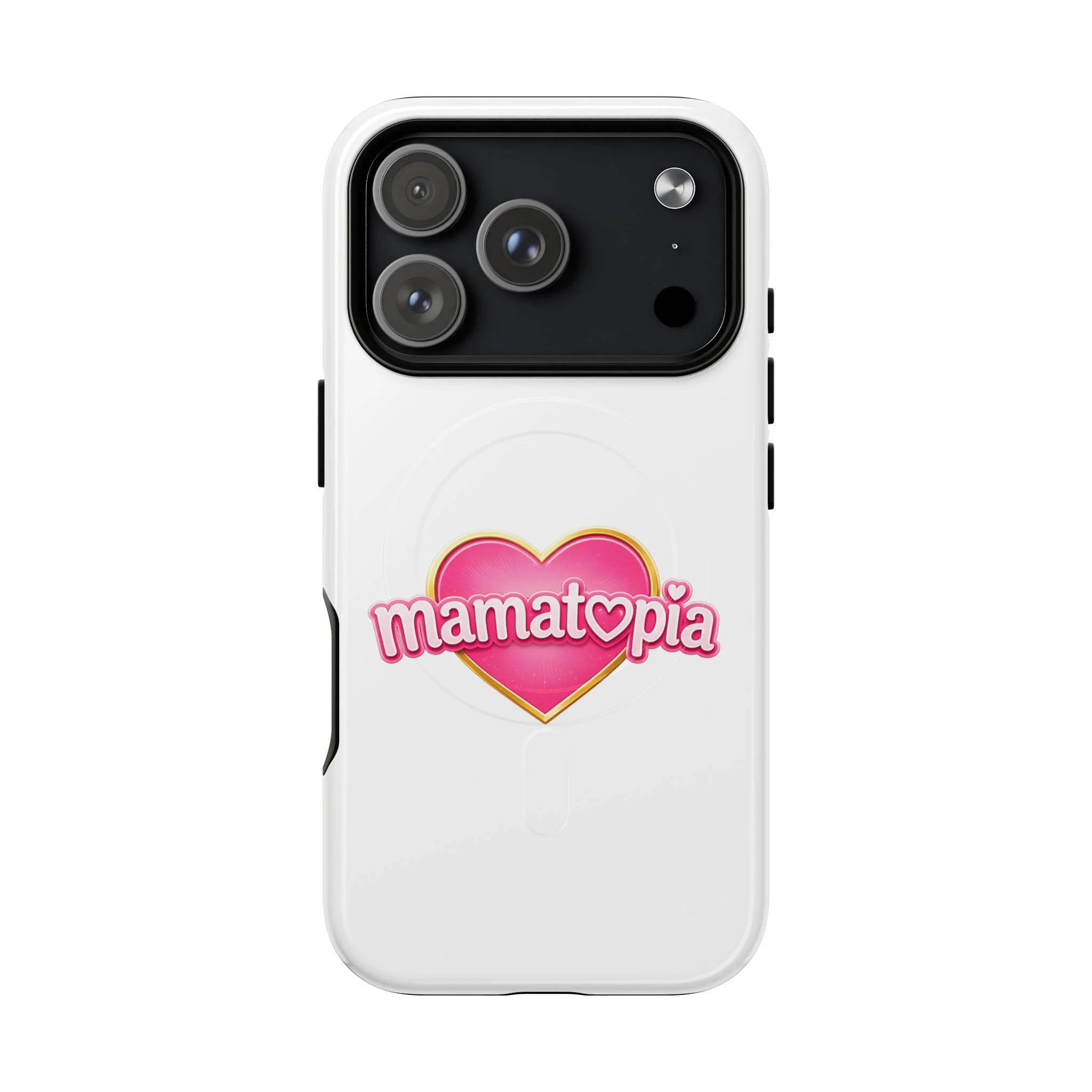 Momtopia Magnetic Phone Case — Tough Protective iPhone Cover with Pink Heart Logo