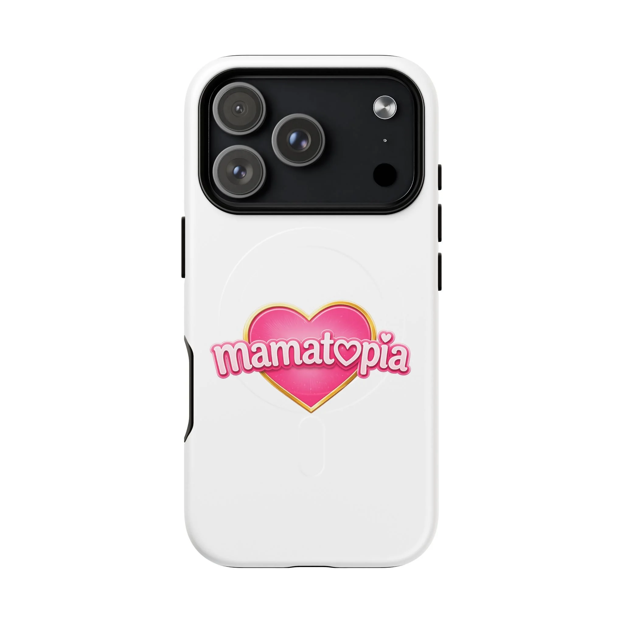 Momtopia Magnetic Phone Case — Tough Protective iPhone Cover with Pink Heart Logo