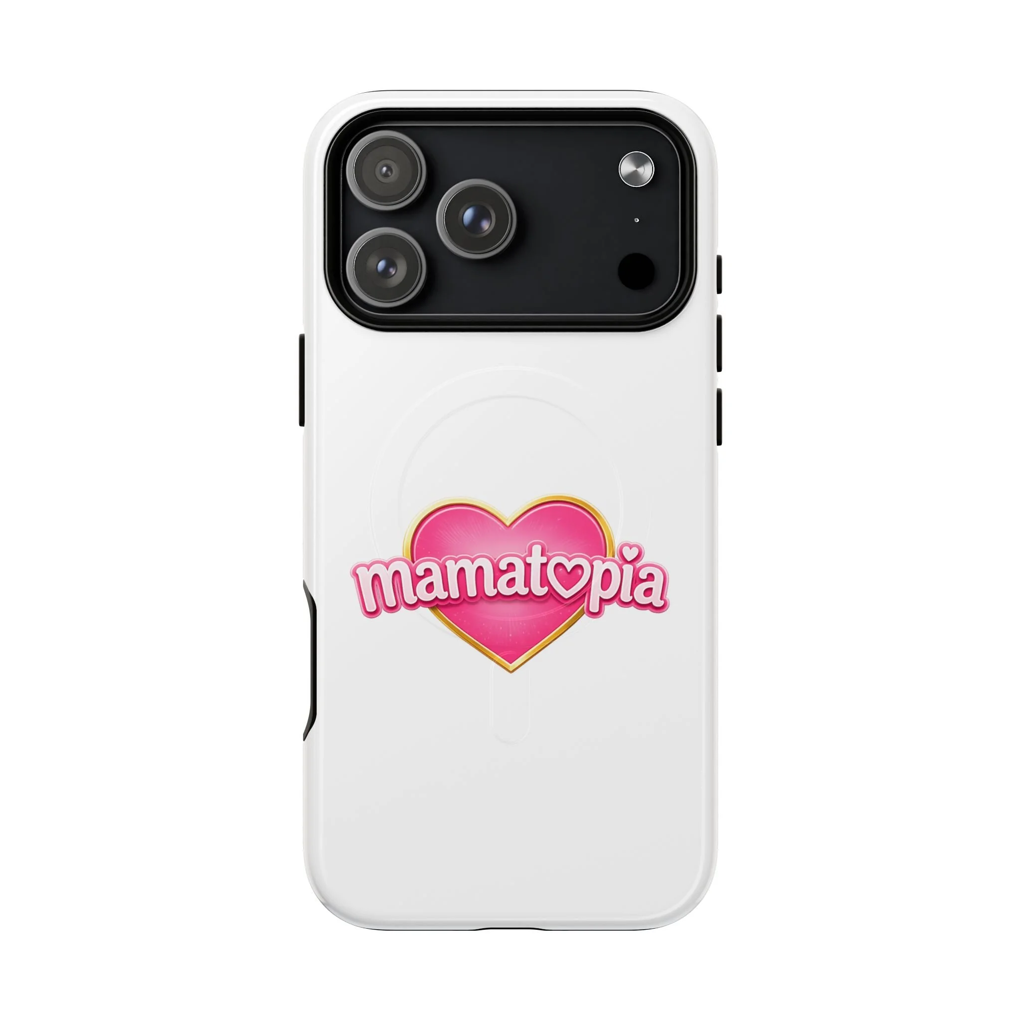 Momtopia Magnetic Phone Case — Tough Protective iPhone Cover with Pink Heart Logo