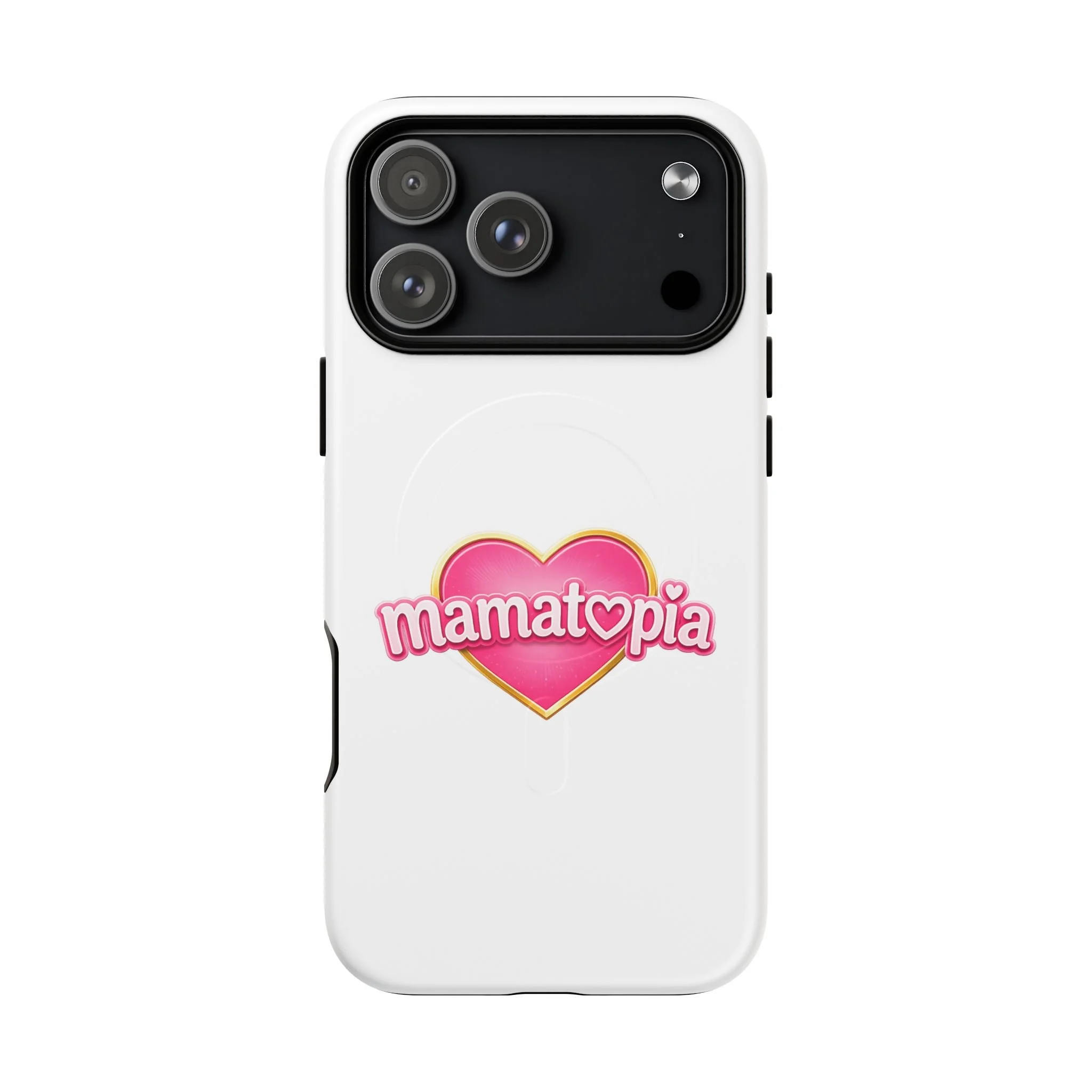 Momtopia Magnetic Phone Case — Tough Protective iPhone Cover with Pink Heart Logo