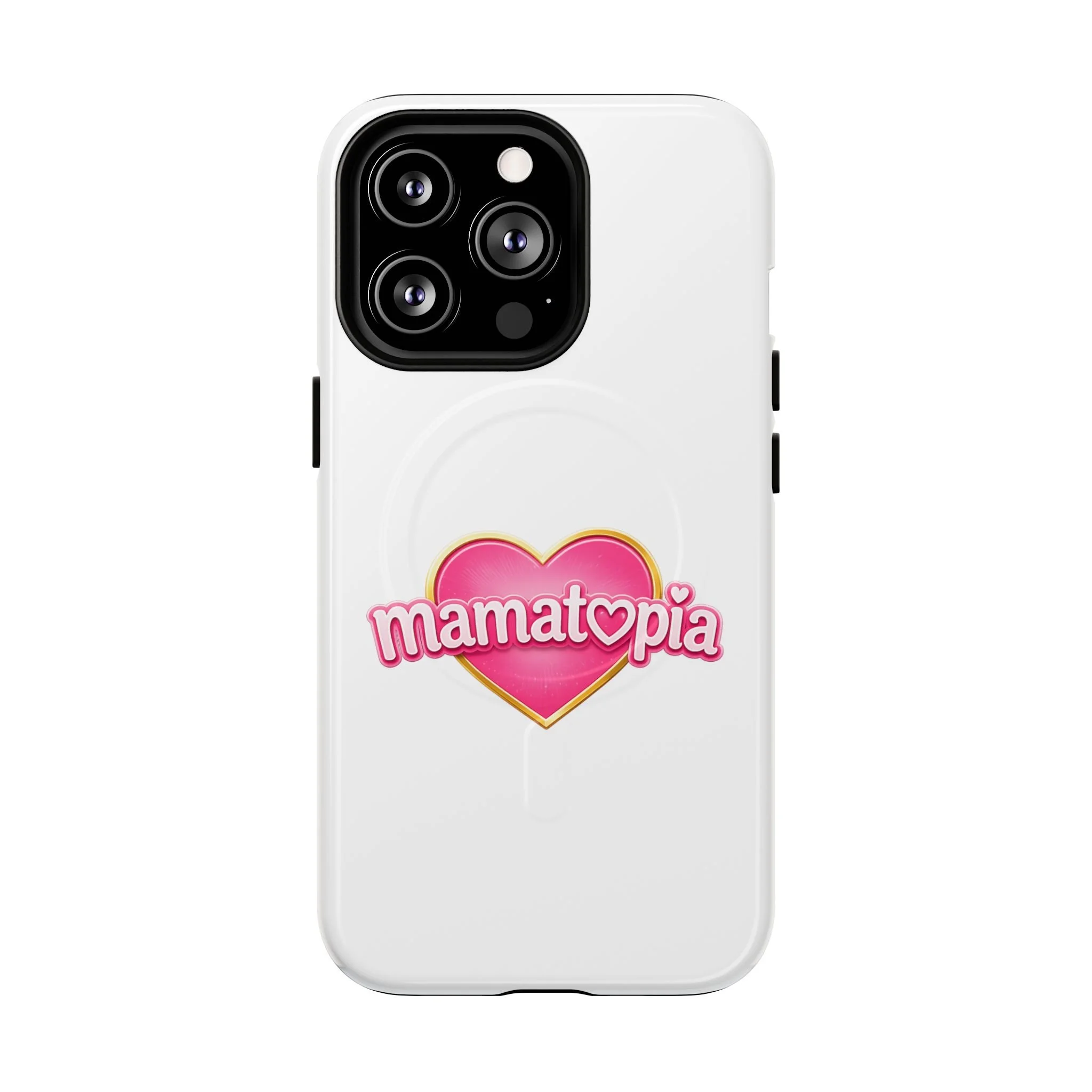 Momtopia Magnetic Phone Case — Tough Protective iPhone Cover with Pink Heart Logo