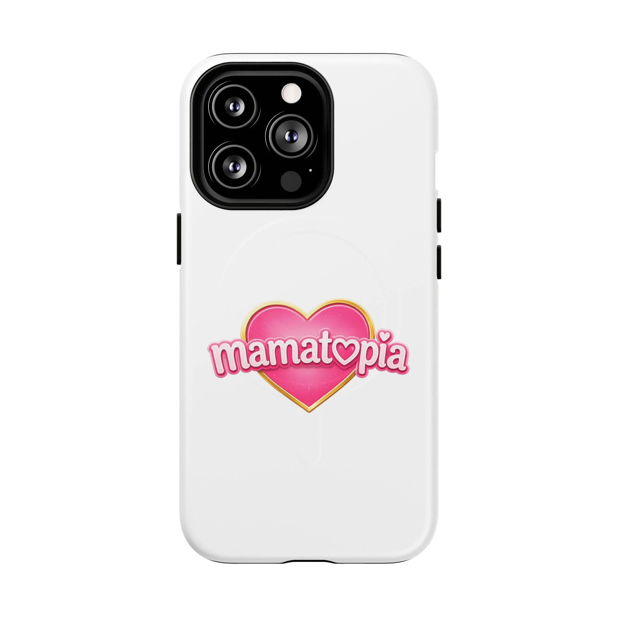 Momtopia Magnetic Phone Case — Tough Protective iPhone Cover with Pink Heart Logo