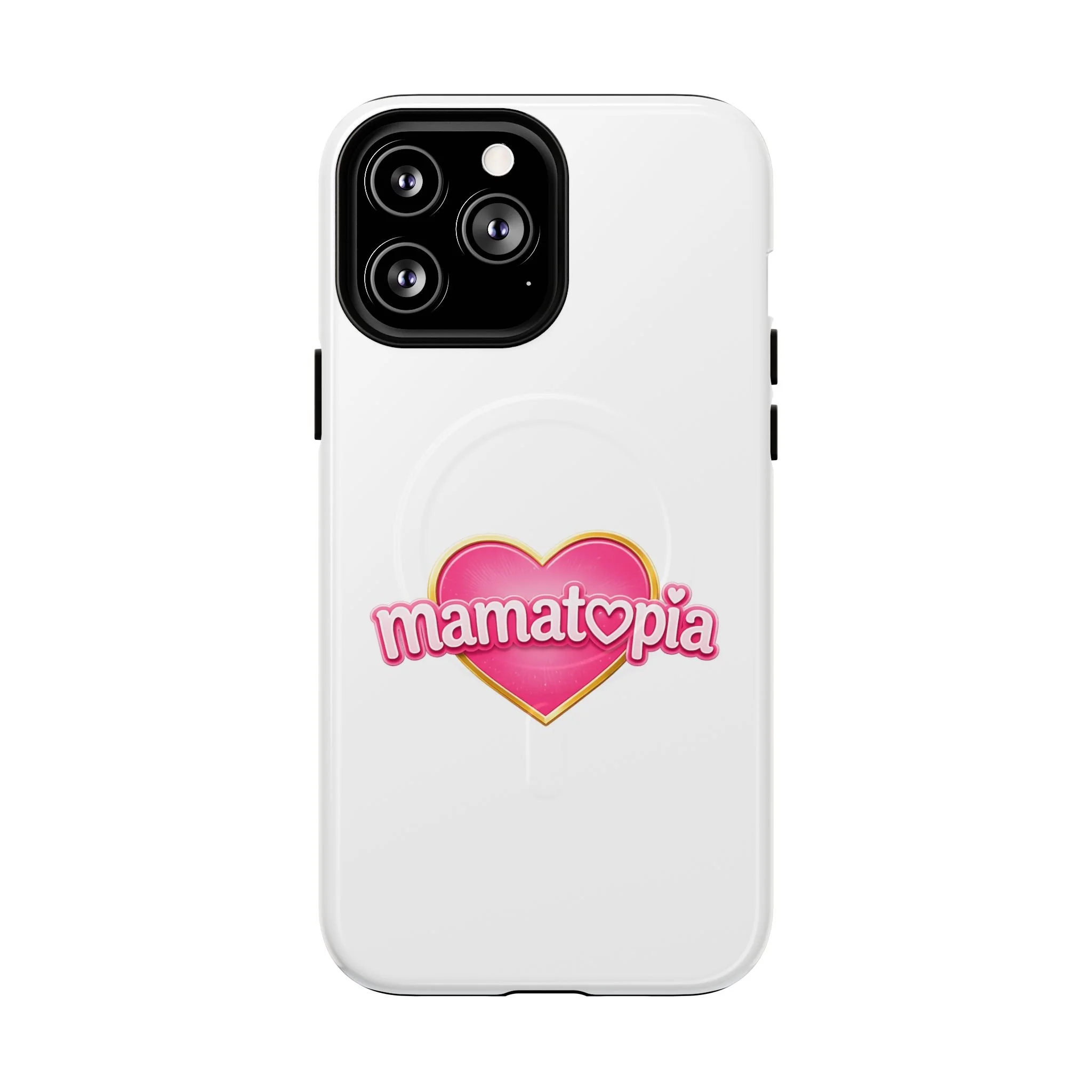 Momtopia Magnetic Phone Case — Tough Protective iPhone Cover with Pink Heart Logo