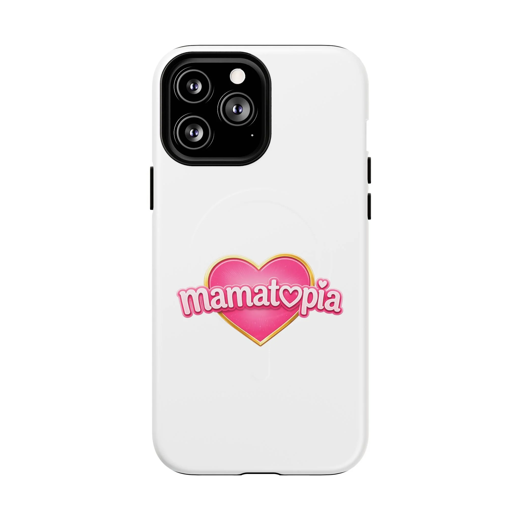 Momtopia Magnetic Phone Case — Tough Protective iPhone Cover with Pink Heart Logo