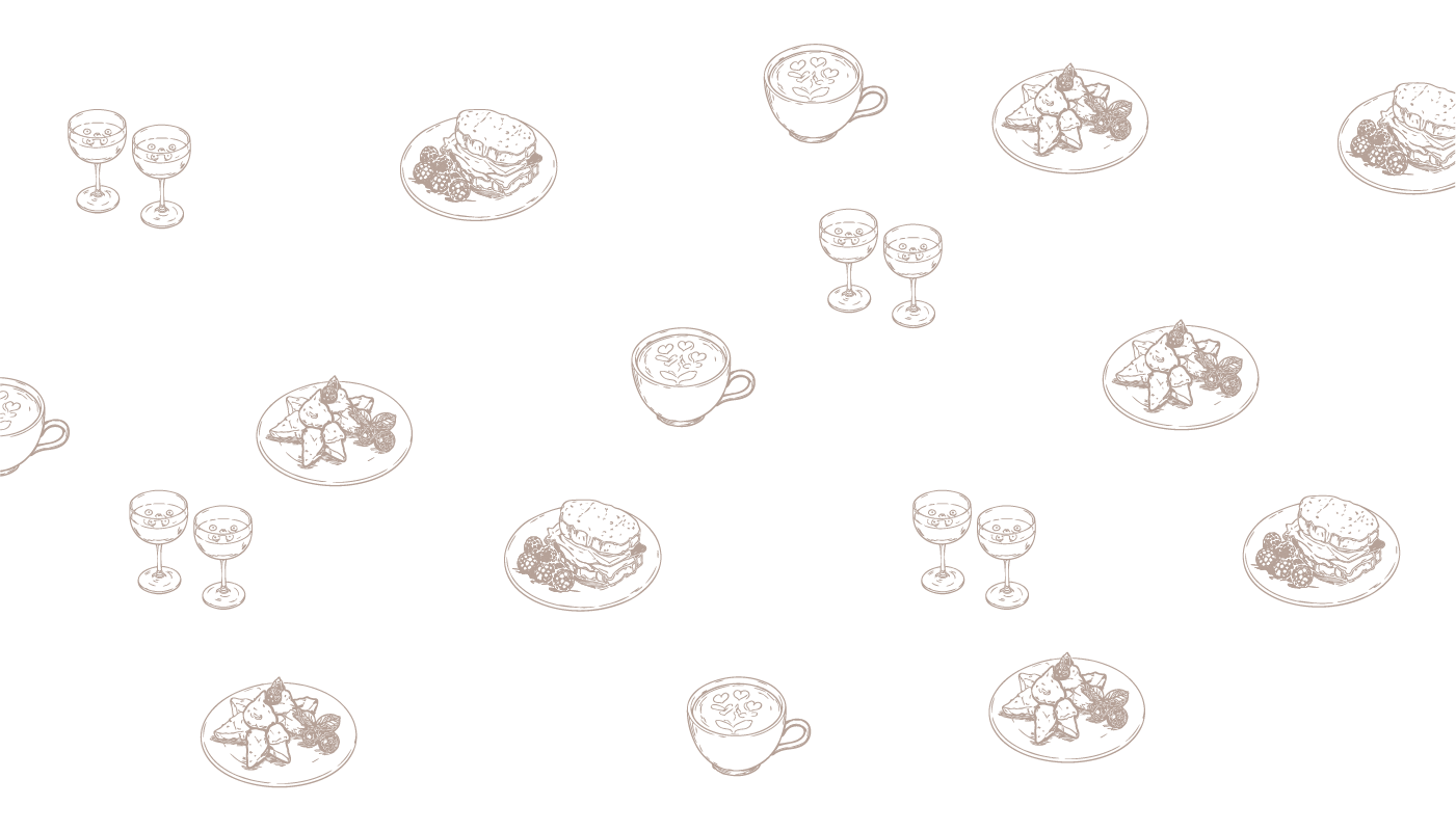Pattern of breakfast foods and drinks used as a background.