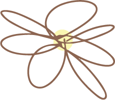 A stylized line drawing of a daisy used as a bullet point.
