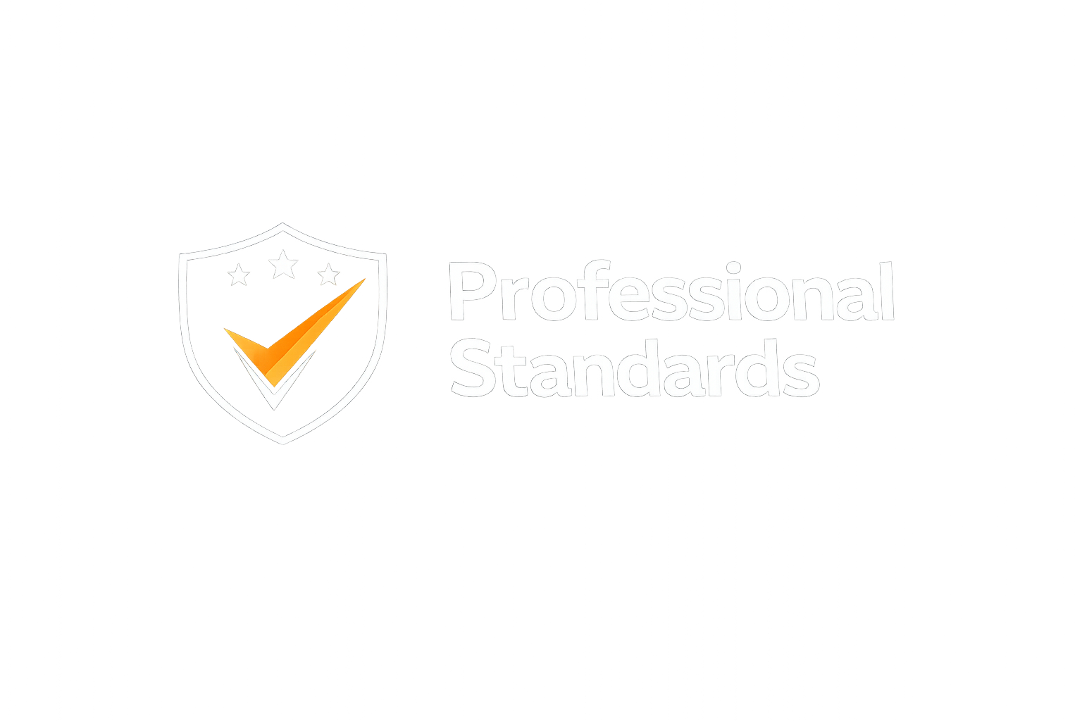 A logo with a shield and checkmark, accompanied by the text 'Professional Standards' on a black background.
