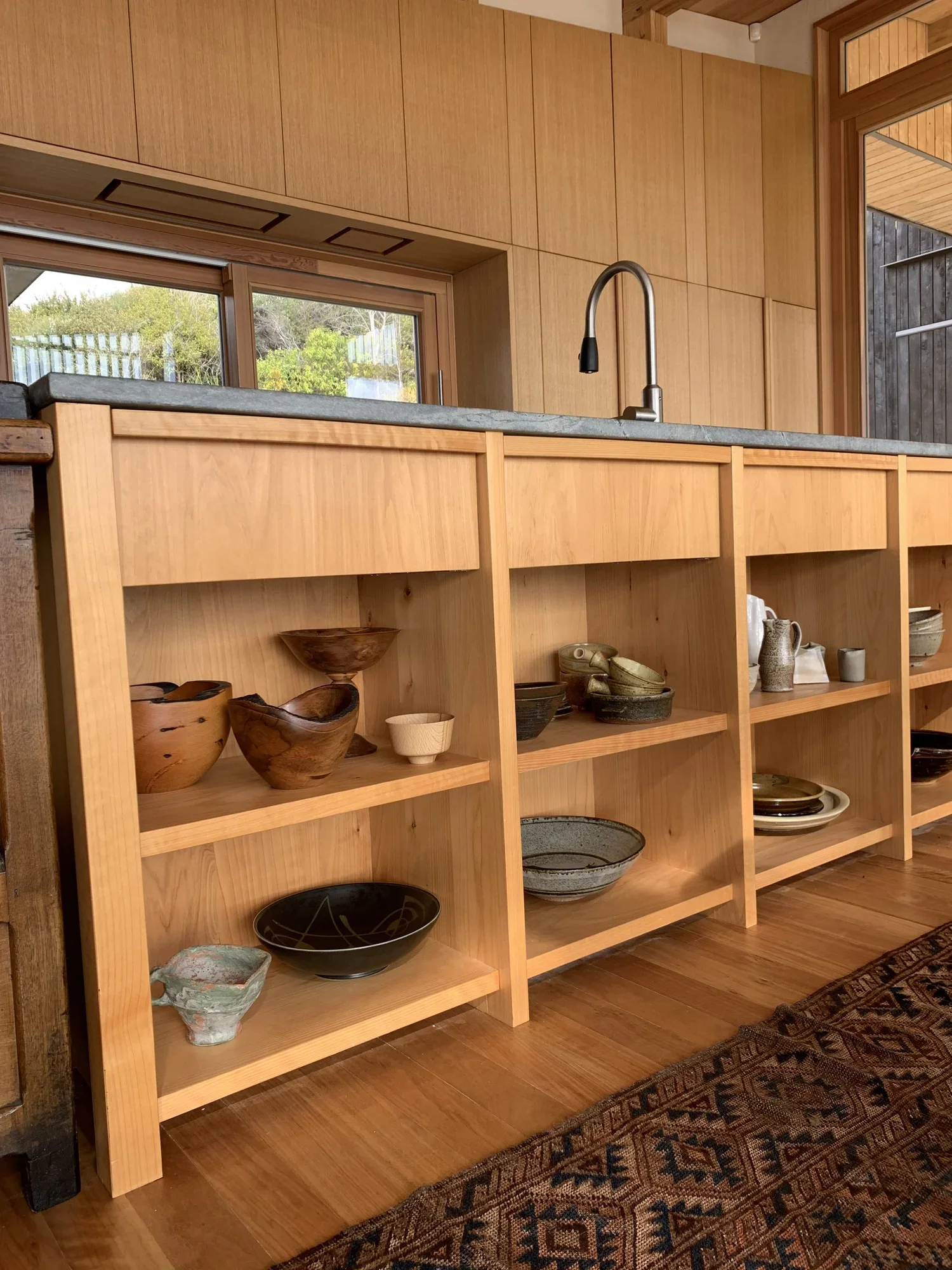 Solid Lawson Cypress Kitchen Island / Ōtama, 2021.