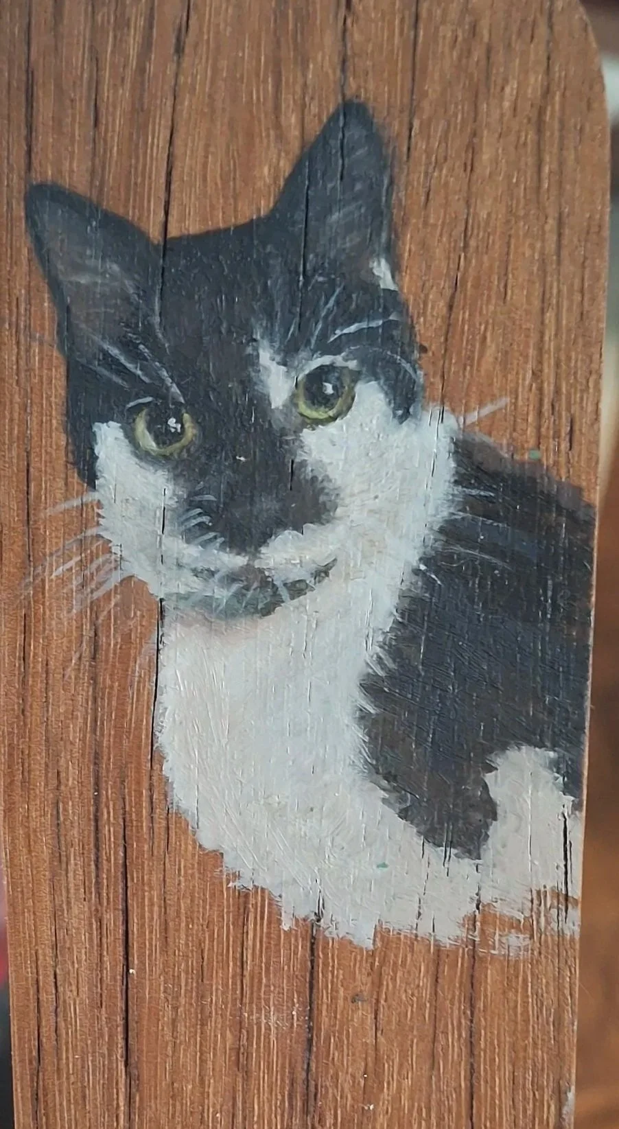 Baxter - 2024, oil on wooden bookmark