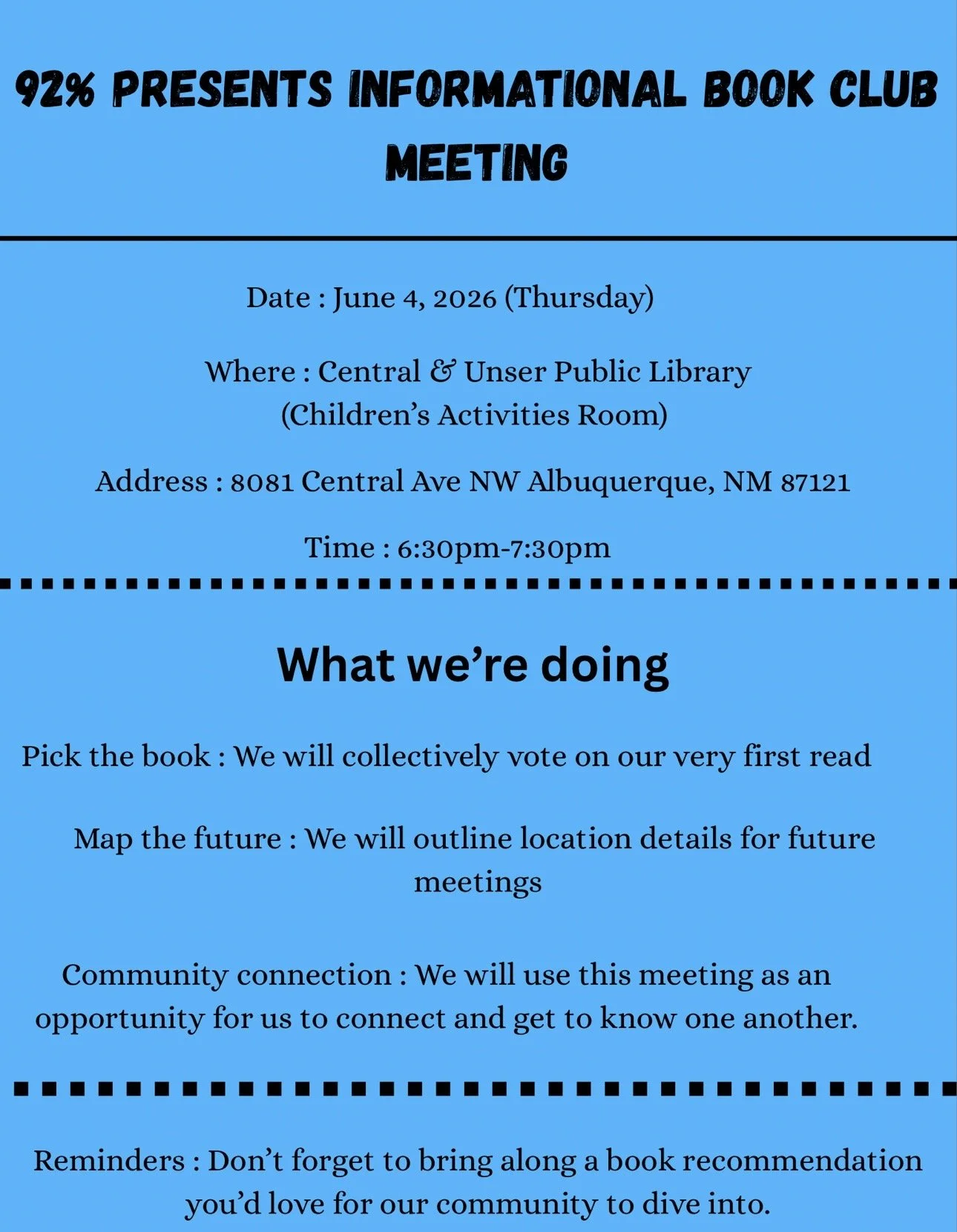 92% Informational Book Club Meeting