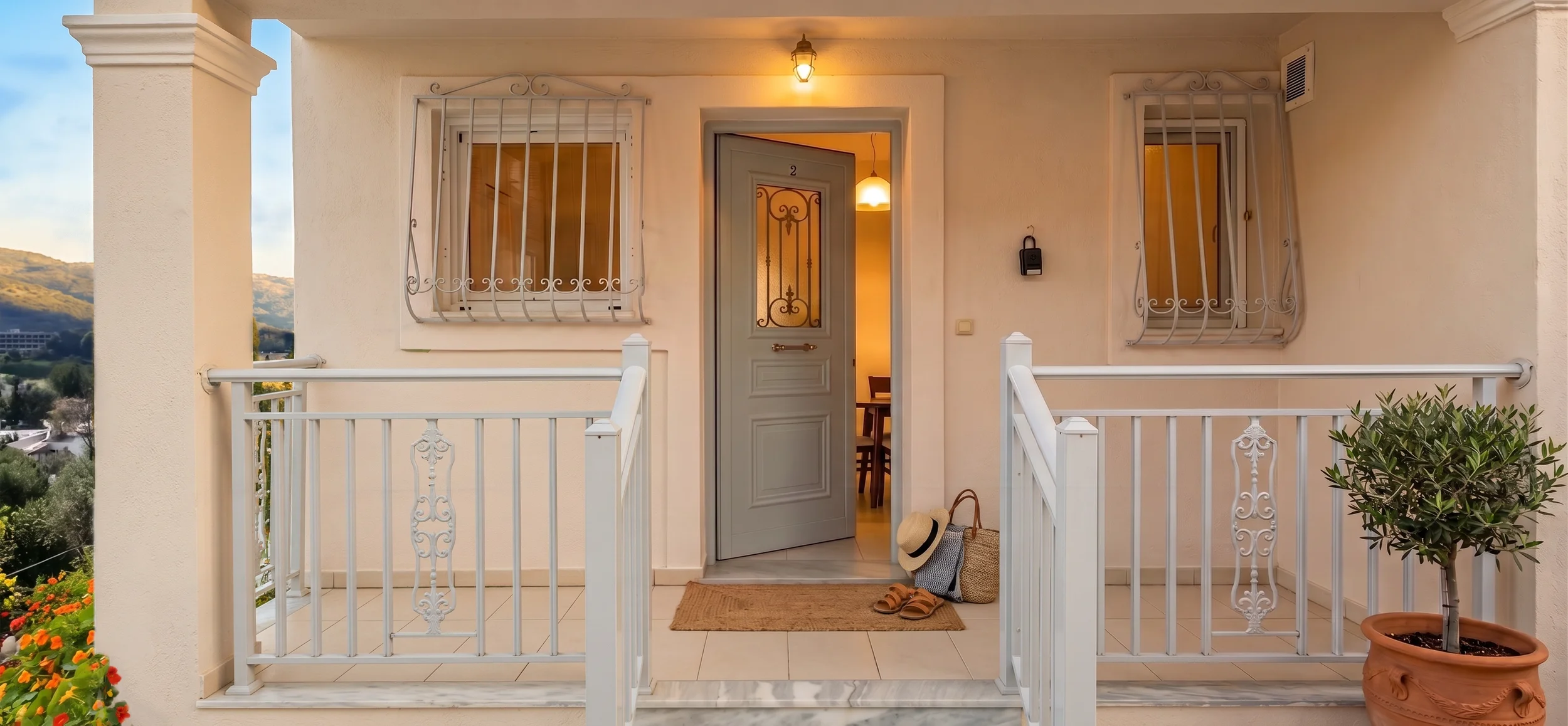 Private entrance to a sea view apartment at Platakia Blu in Paleokastritsa, Corfu