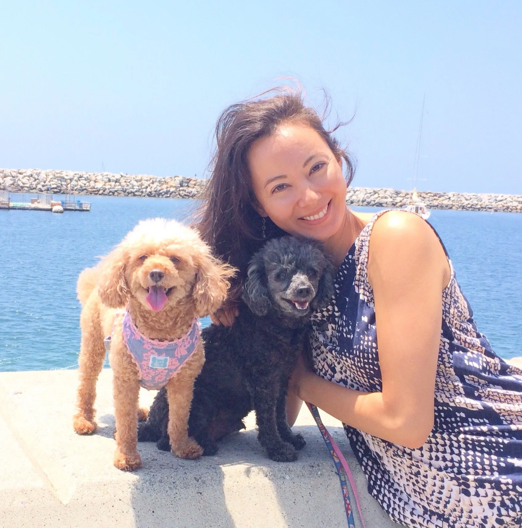 Maria Robson with her two soul dogs that catapulted her into animal communication and energy healing