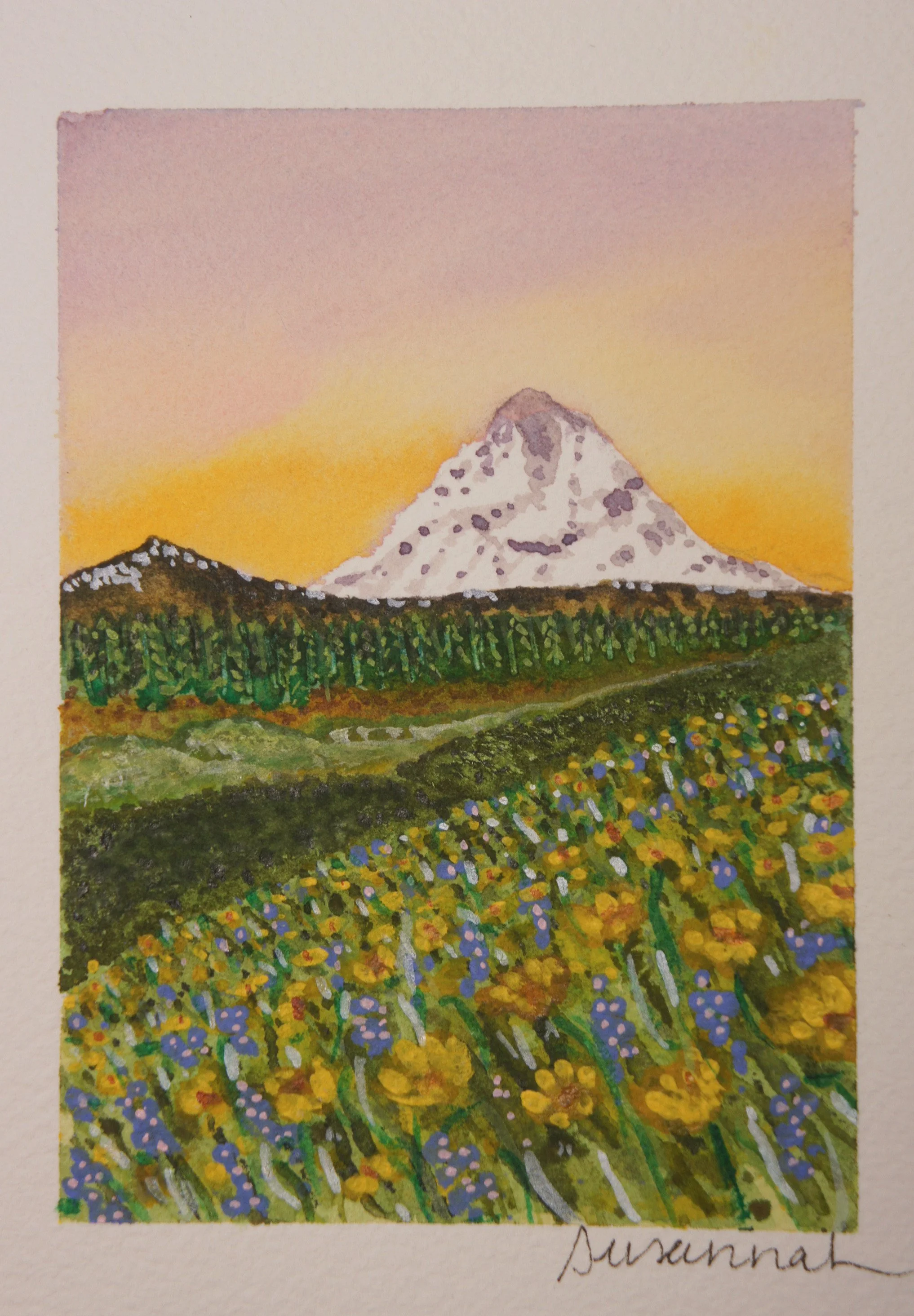 Yellow Flower Mountain - 4x5,  $125,  Available