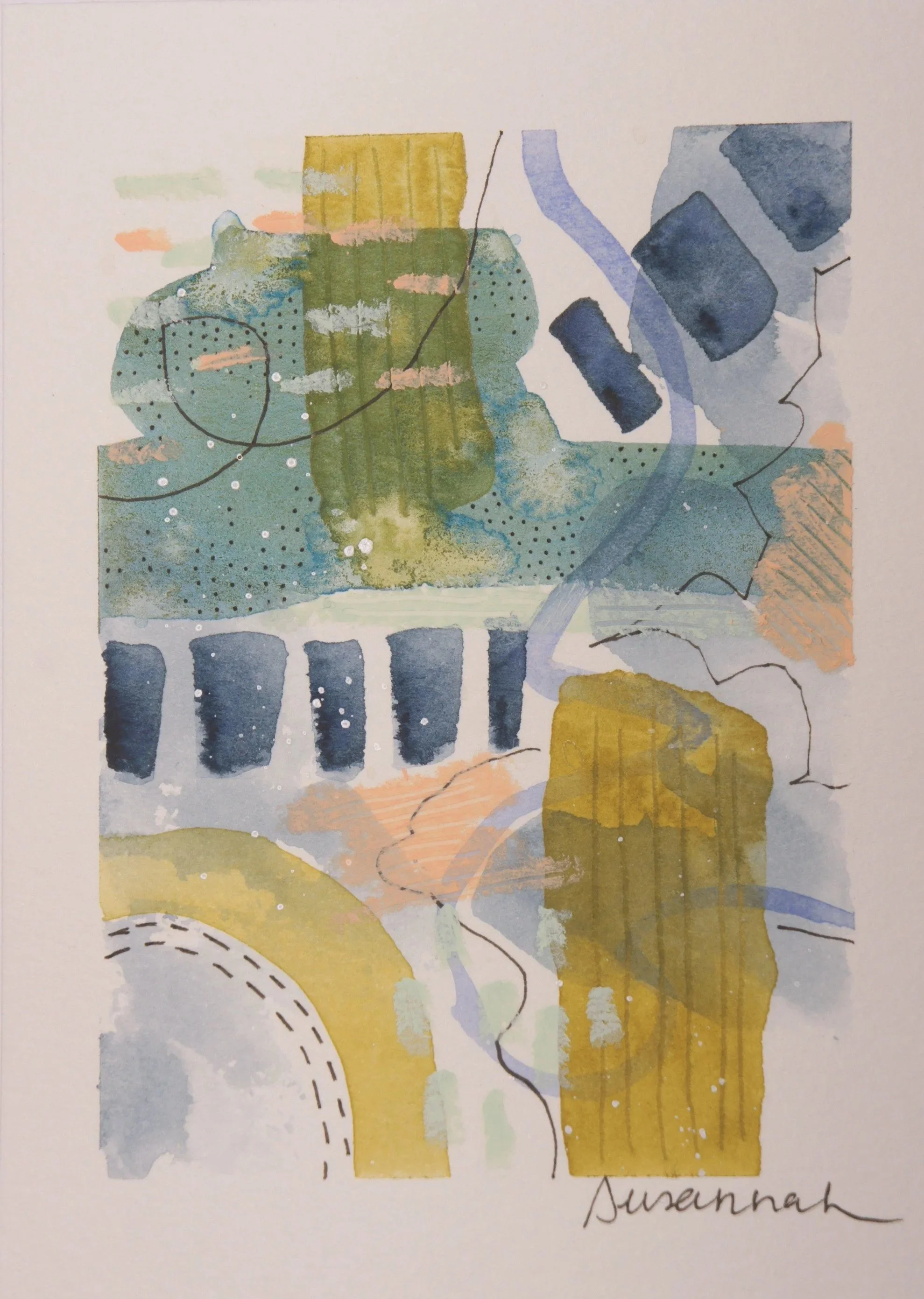 Blue Abstract #1 - 4x6,  $125,  Available