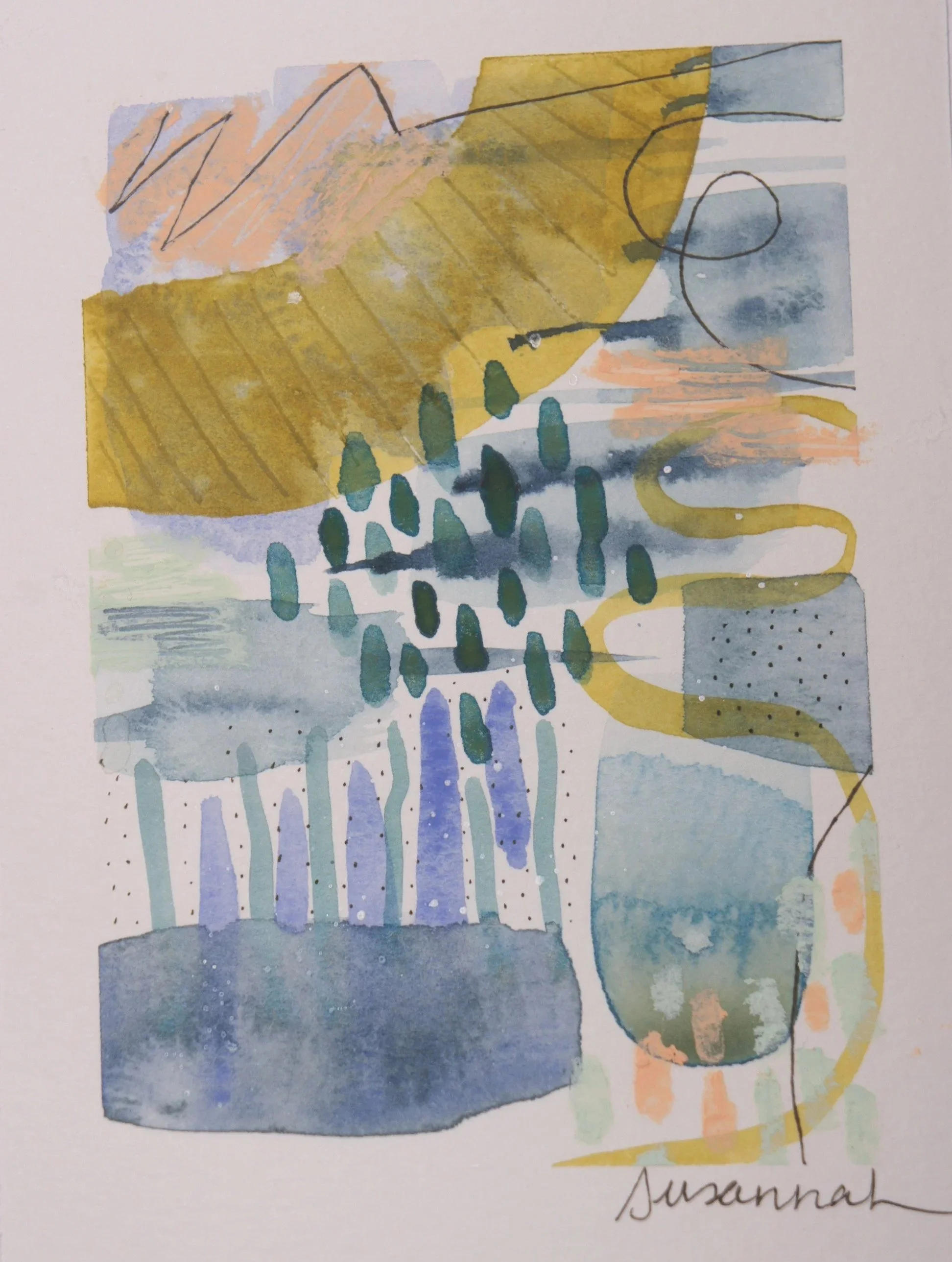 Blue Abstract #2 - 4x6,  $125,  Available