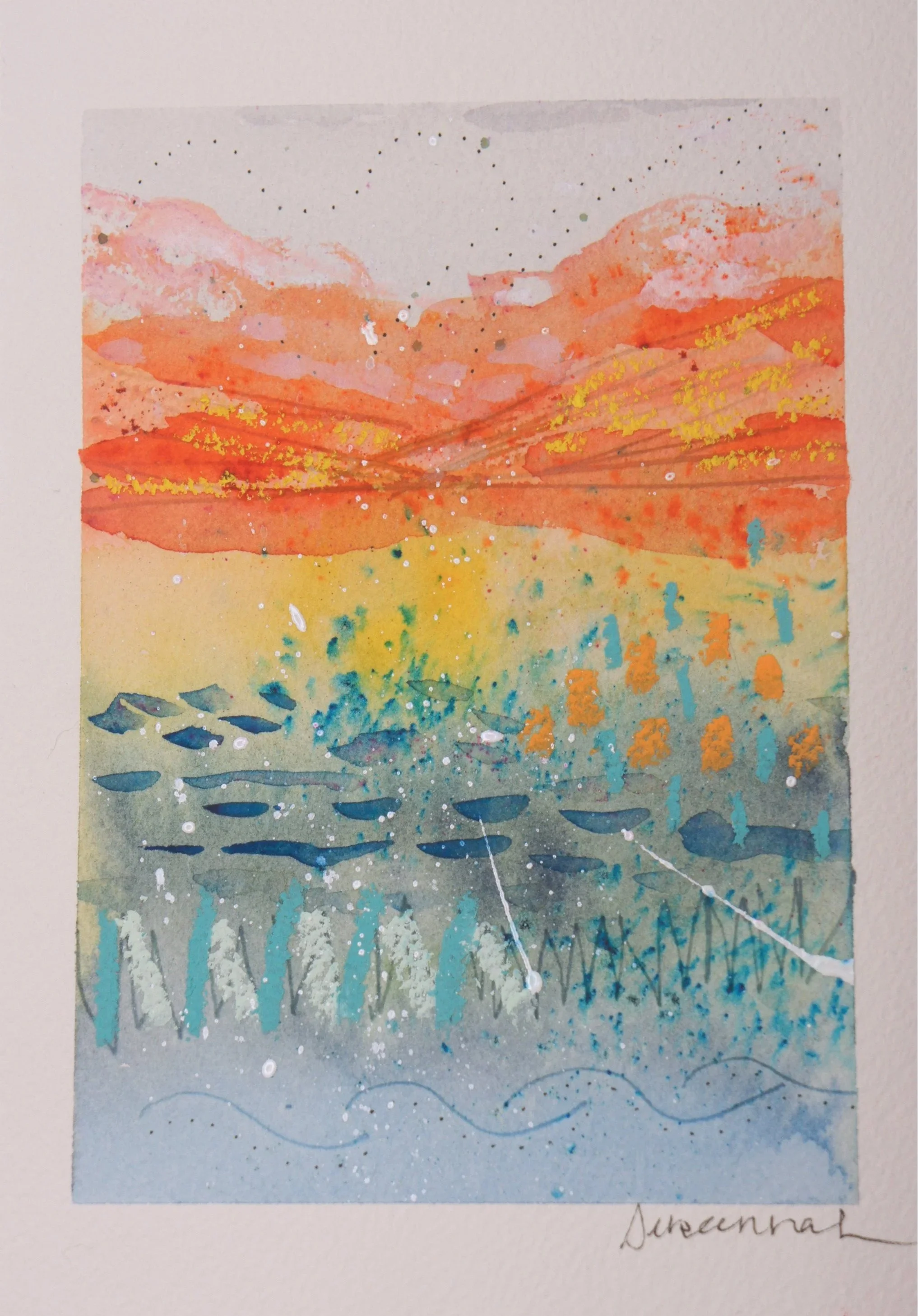 Orange Abstract 1 - 5x8,  $150,  Available