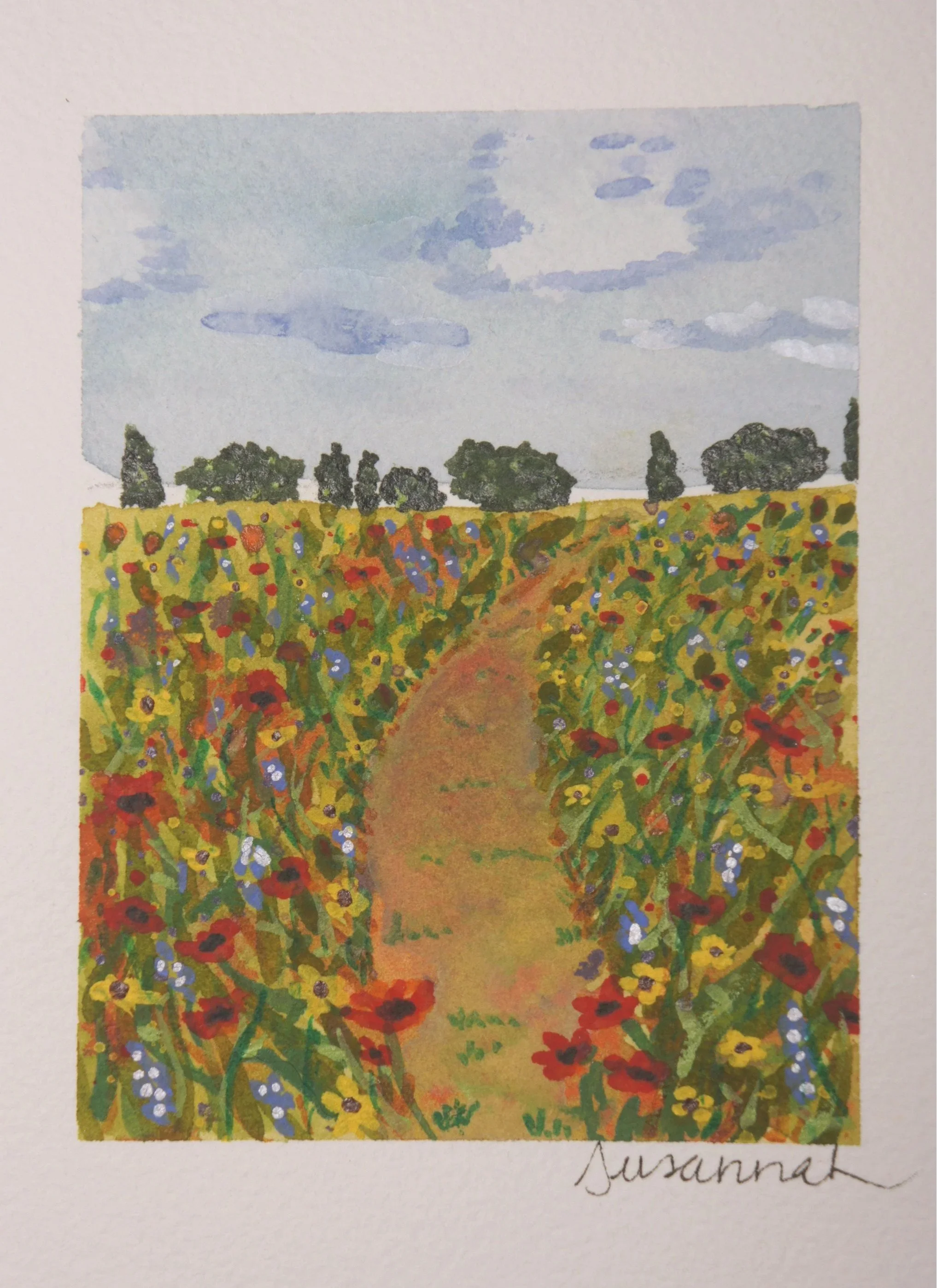 Red Poppy Meadow - 4x5,  $125,  Available