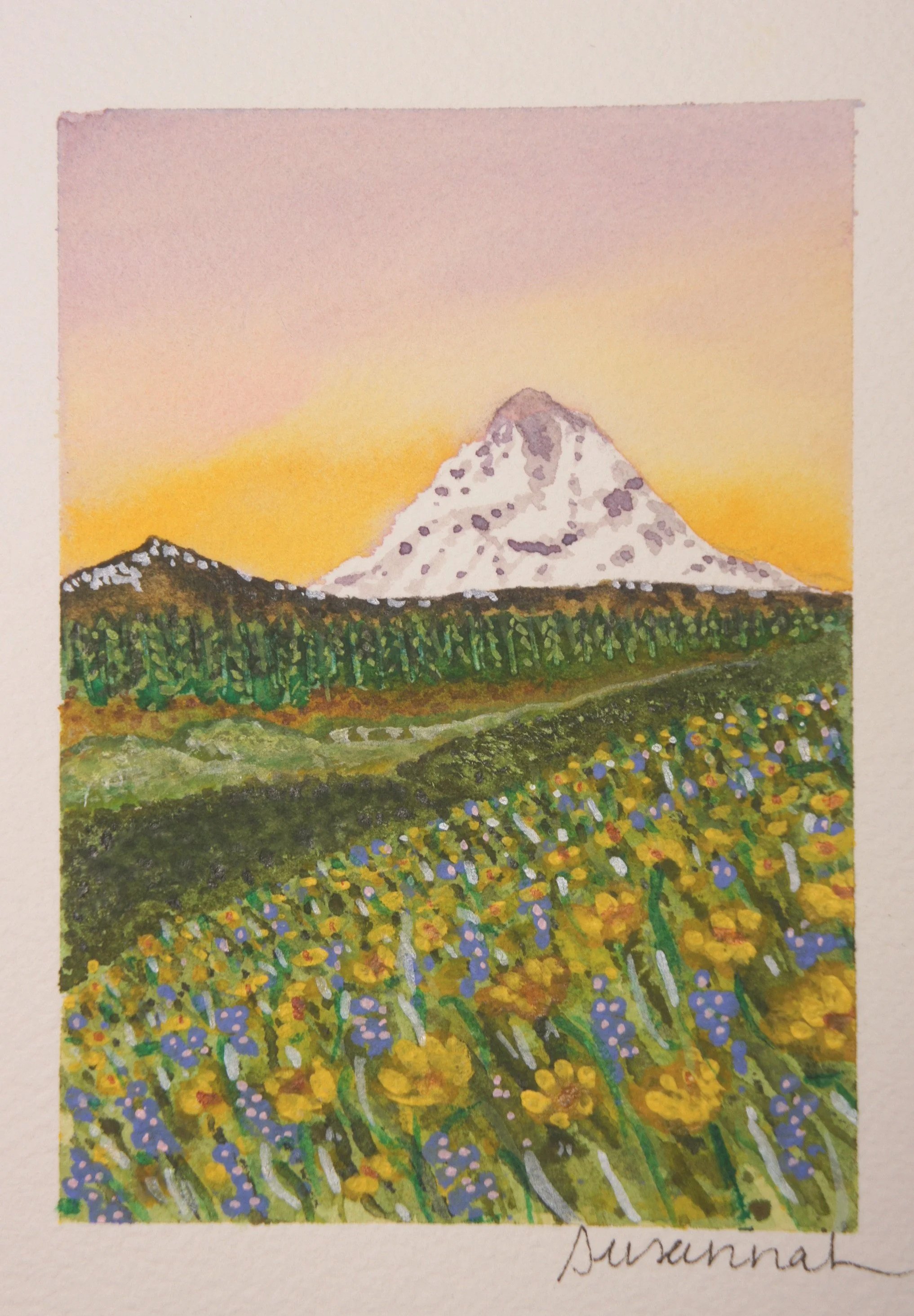 Yellow Flower Mountain - 4x5,  $125,  Available