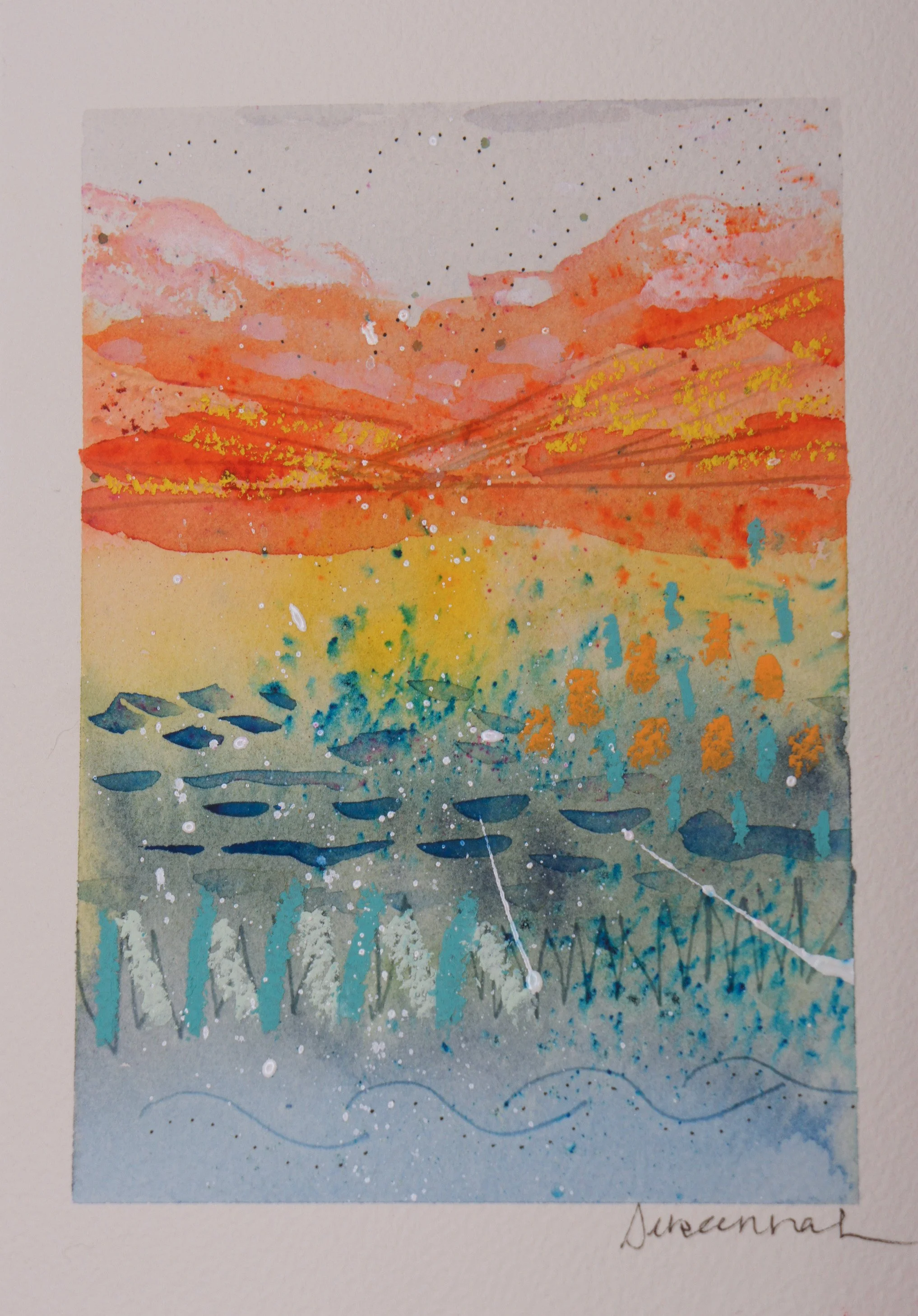Orange Abstract 1 - 5x8,  $150,  Available
