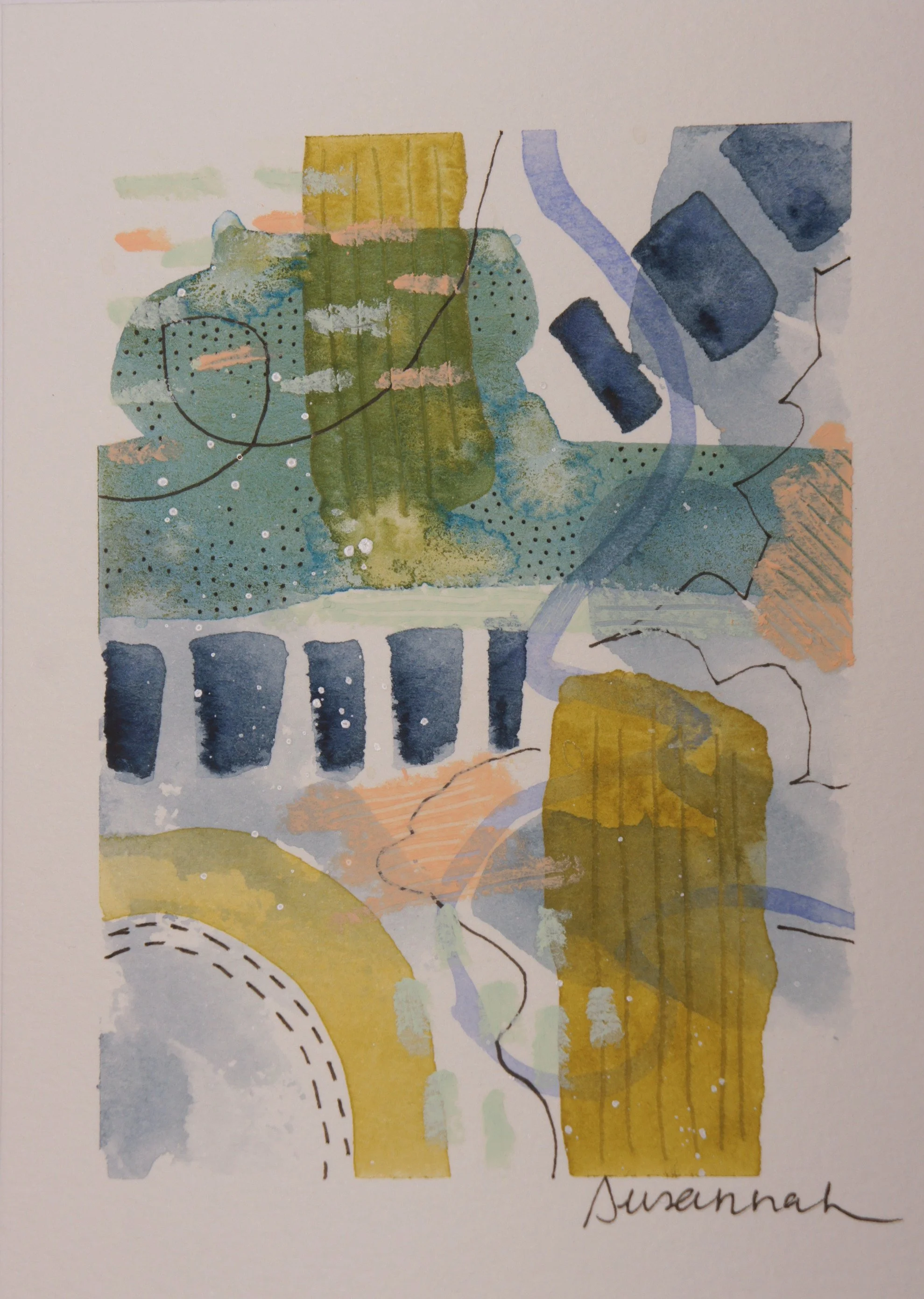 Blue Abstract #1 - 4x6,  $125,  Available