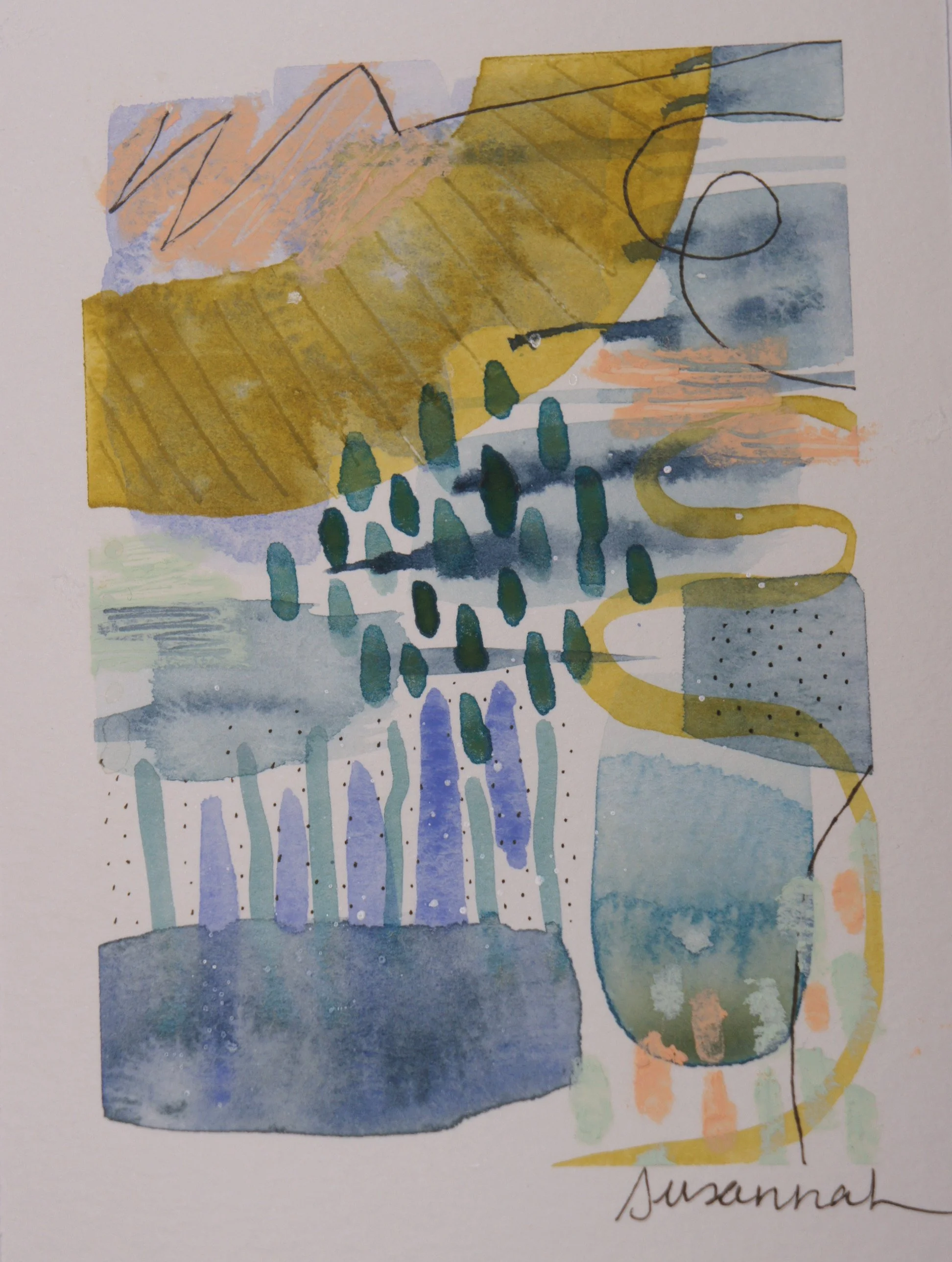 Blue Abstract #2 - 4x6,  $125,  Available