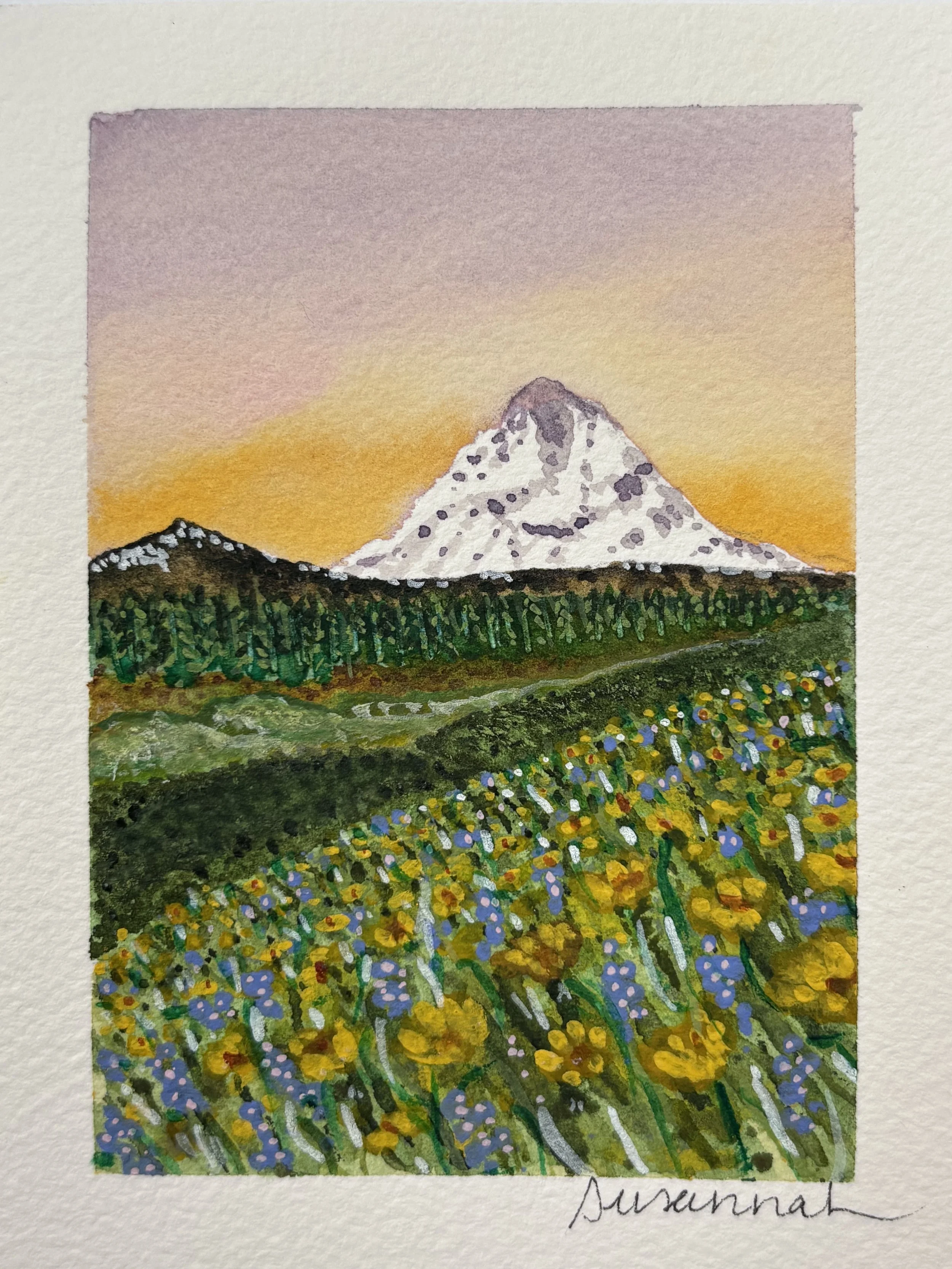 Yellow Flower Mountain - 4x5,  $125,  Available